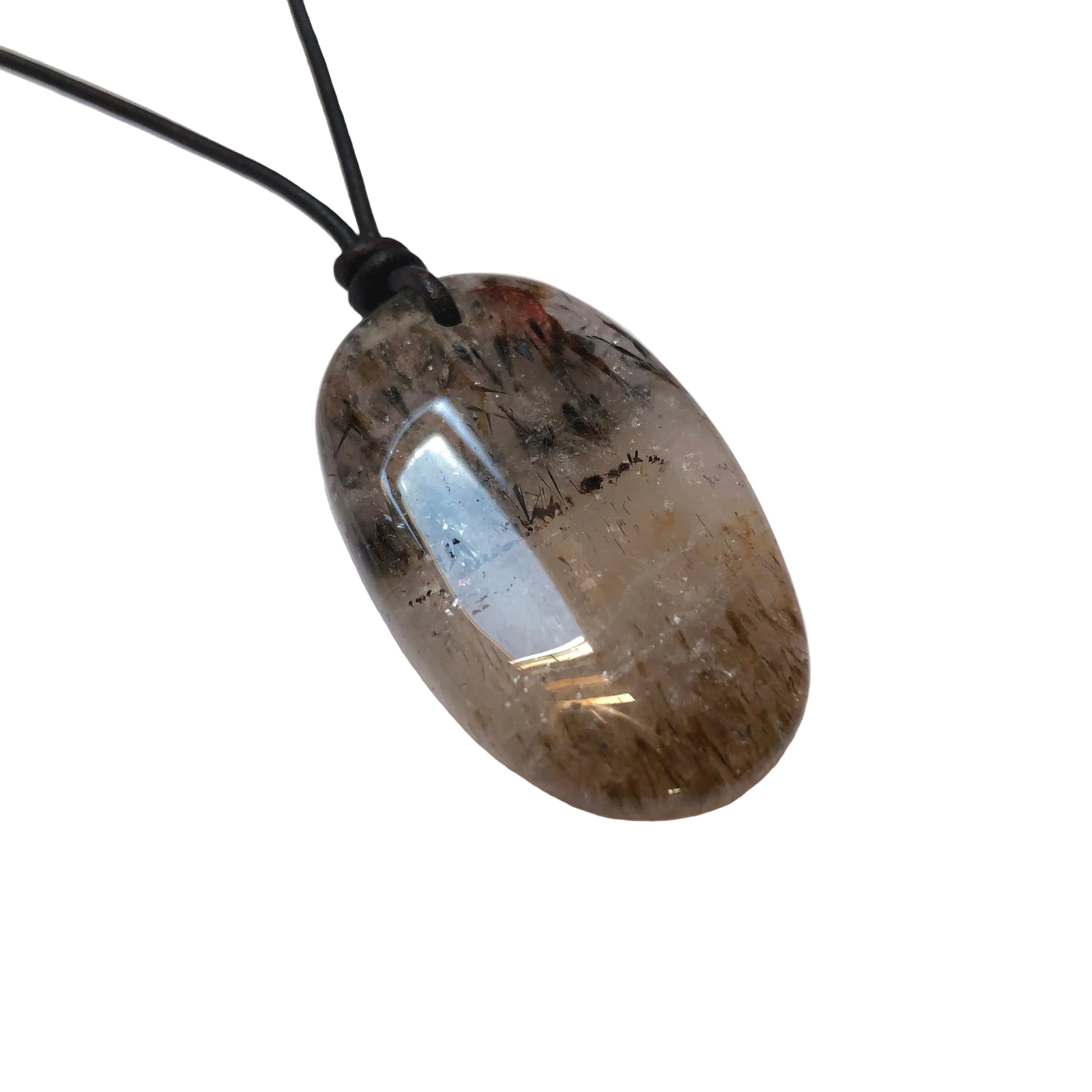 Goethitquarz Cacoxenit Edelstein Kette mit Lederband