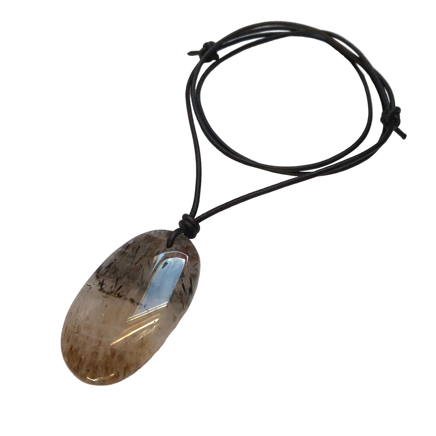 Goethitquarz Cacoxenit Edelstein Kette mit Lederband