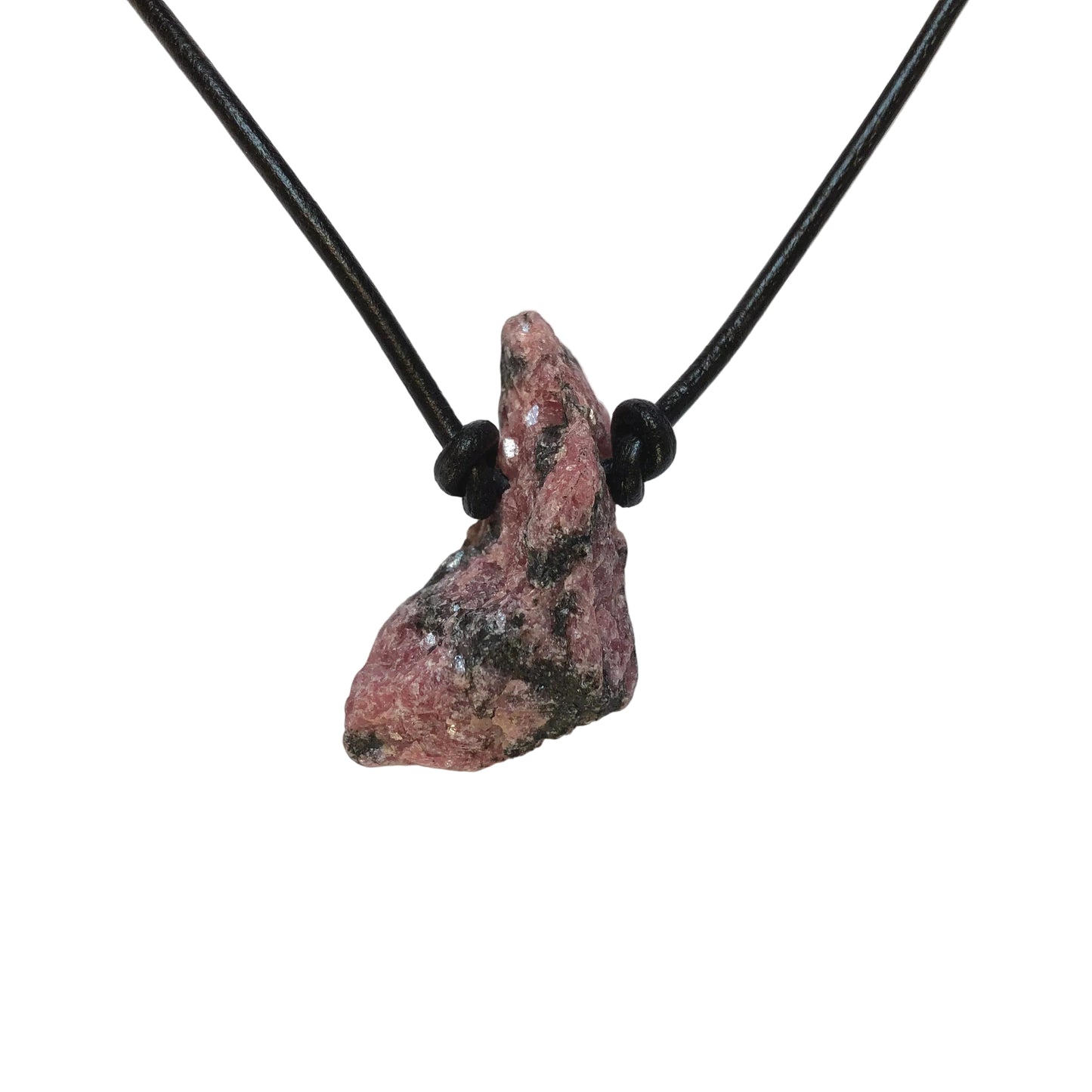 Rhodonit Rohstein Kette Edelstein mit Lederband