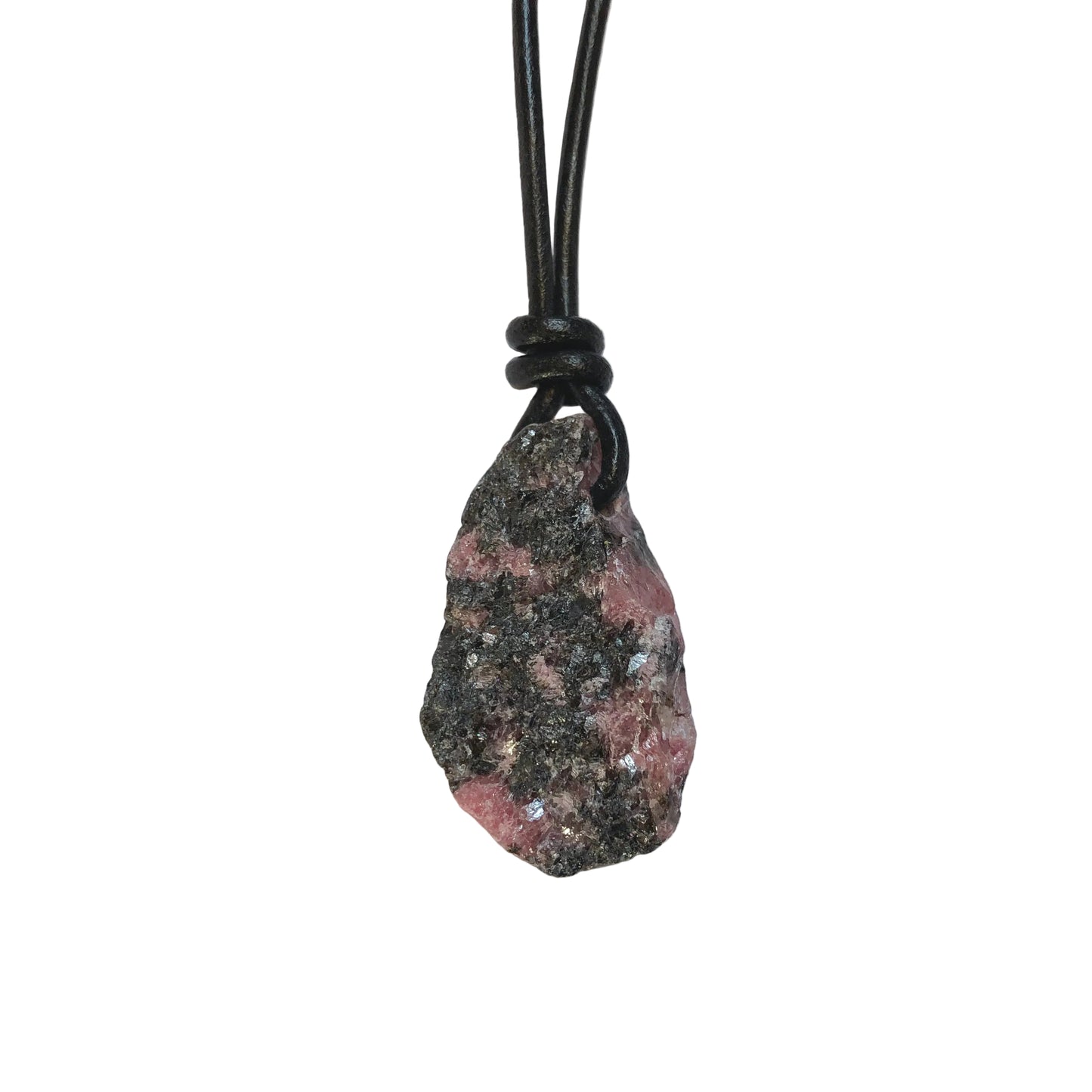 Rhodonit Rohstein Kette Edelstein mit Lederband