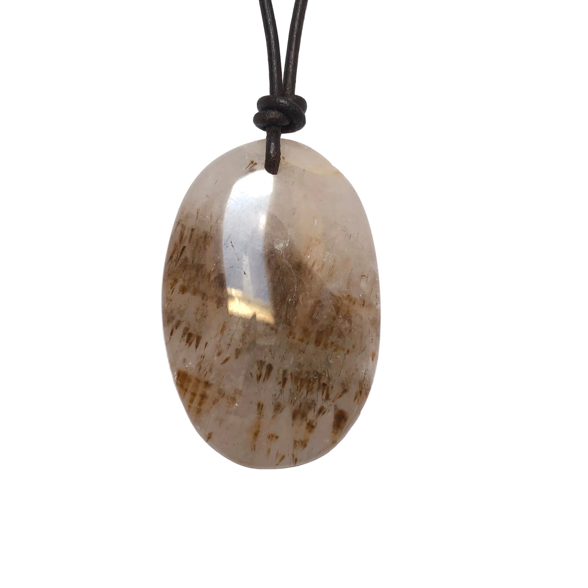 Goethitquarz Cacoxenit Edelstein Kette mit Lederband