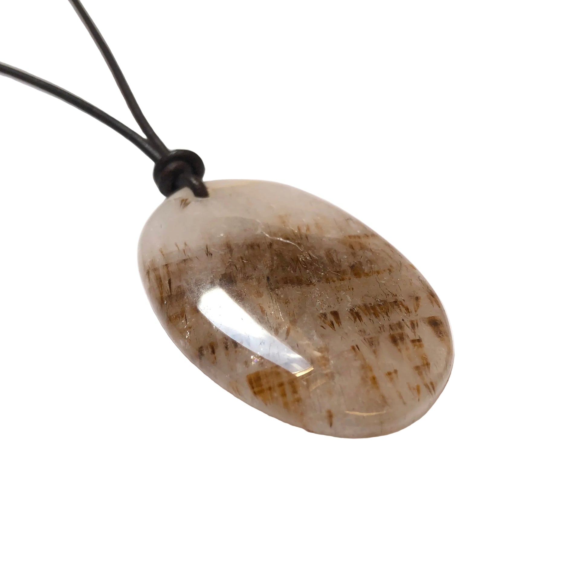 Goethitquarz Cacoxenit Edelstein Kette mit Lederband