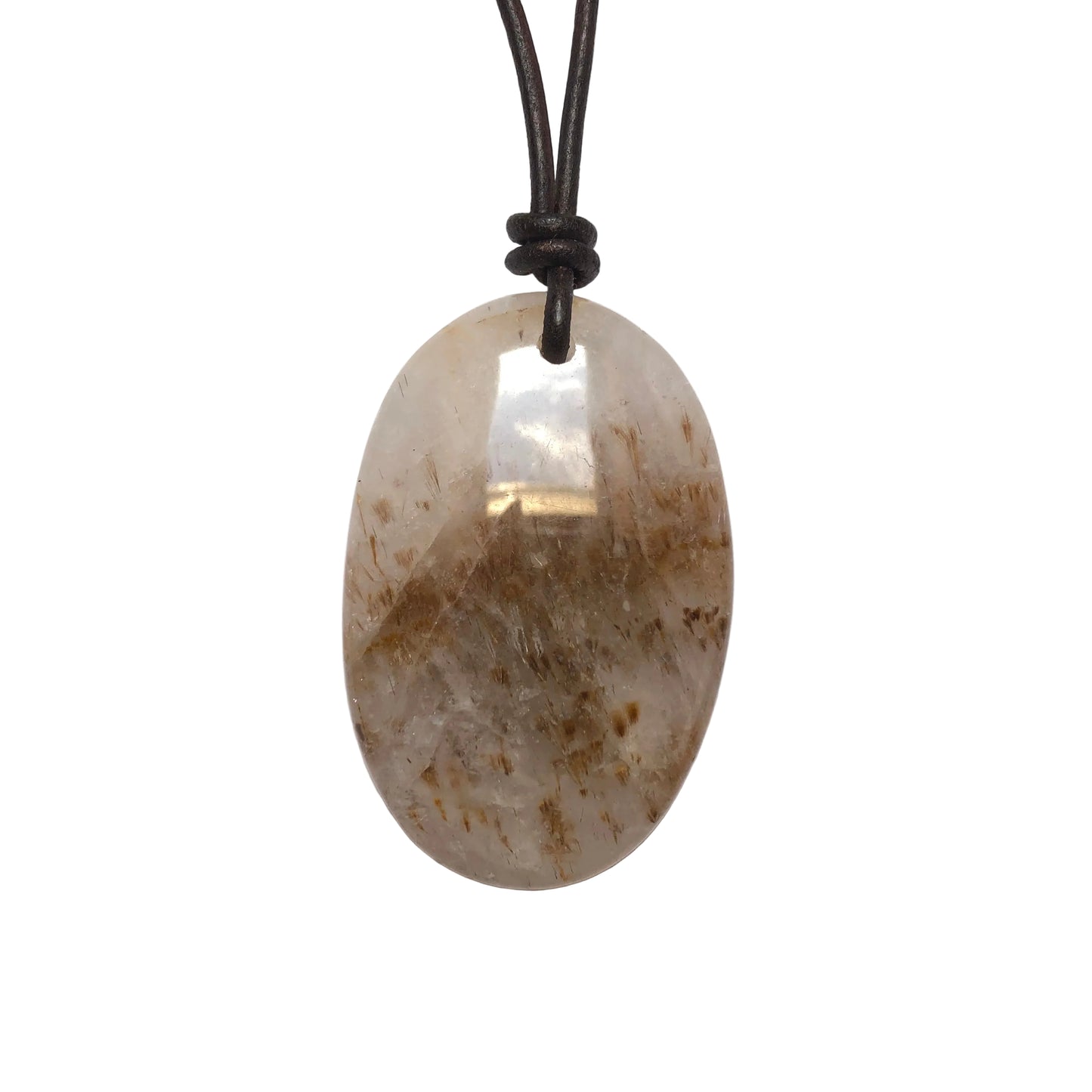 Goethitquarz Cacoxenit Edelstein Kette mit Lederband