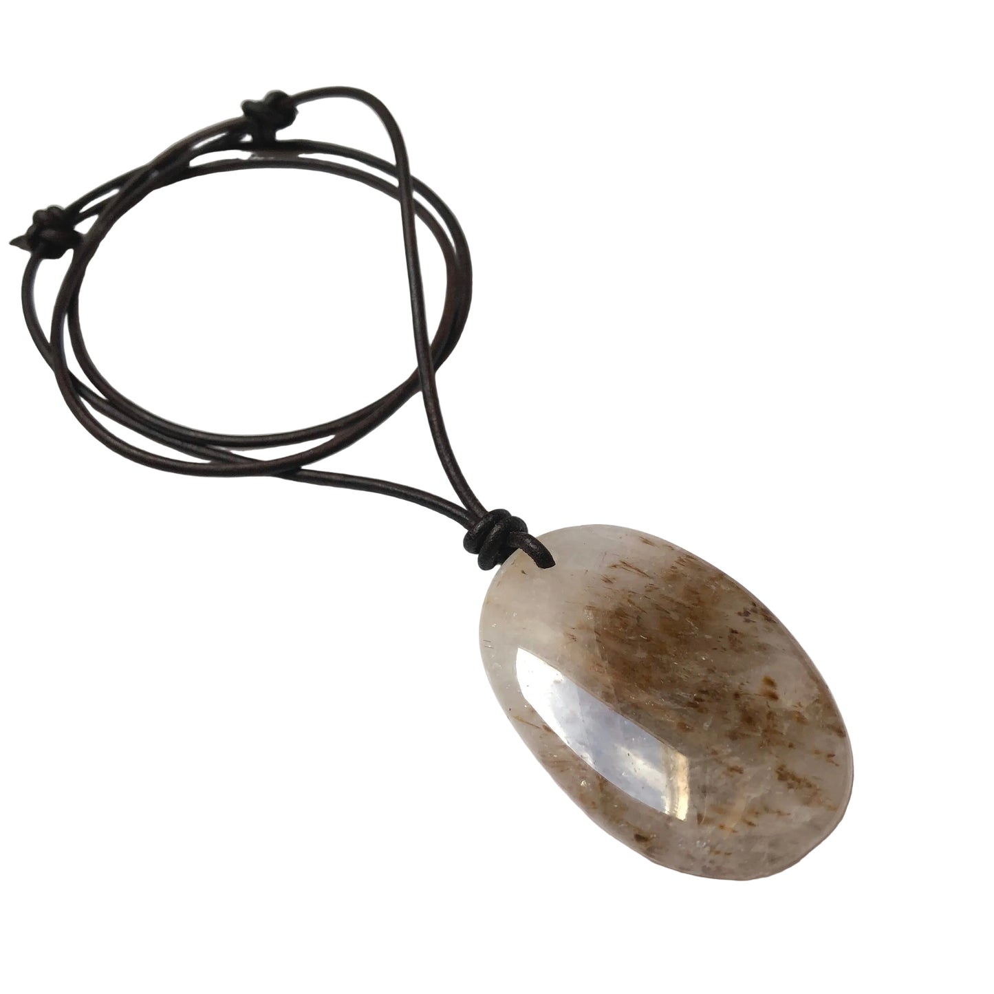Goethitquarz Cacoxenit Edelstein Kette mit Lederband