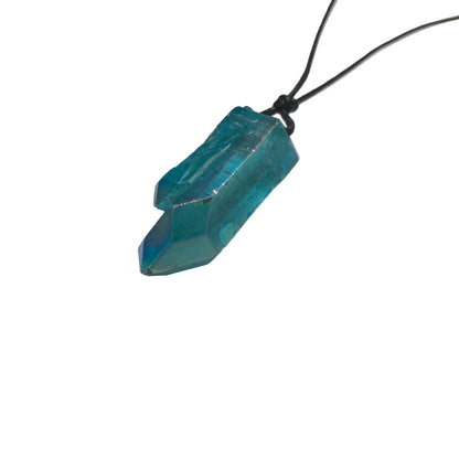 Aqua Aura Kristall Edelstein Kette mit Baumwollband
