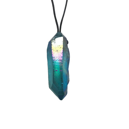Aqua Aura Kristall Edelstein Kette mit Baumwollband