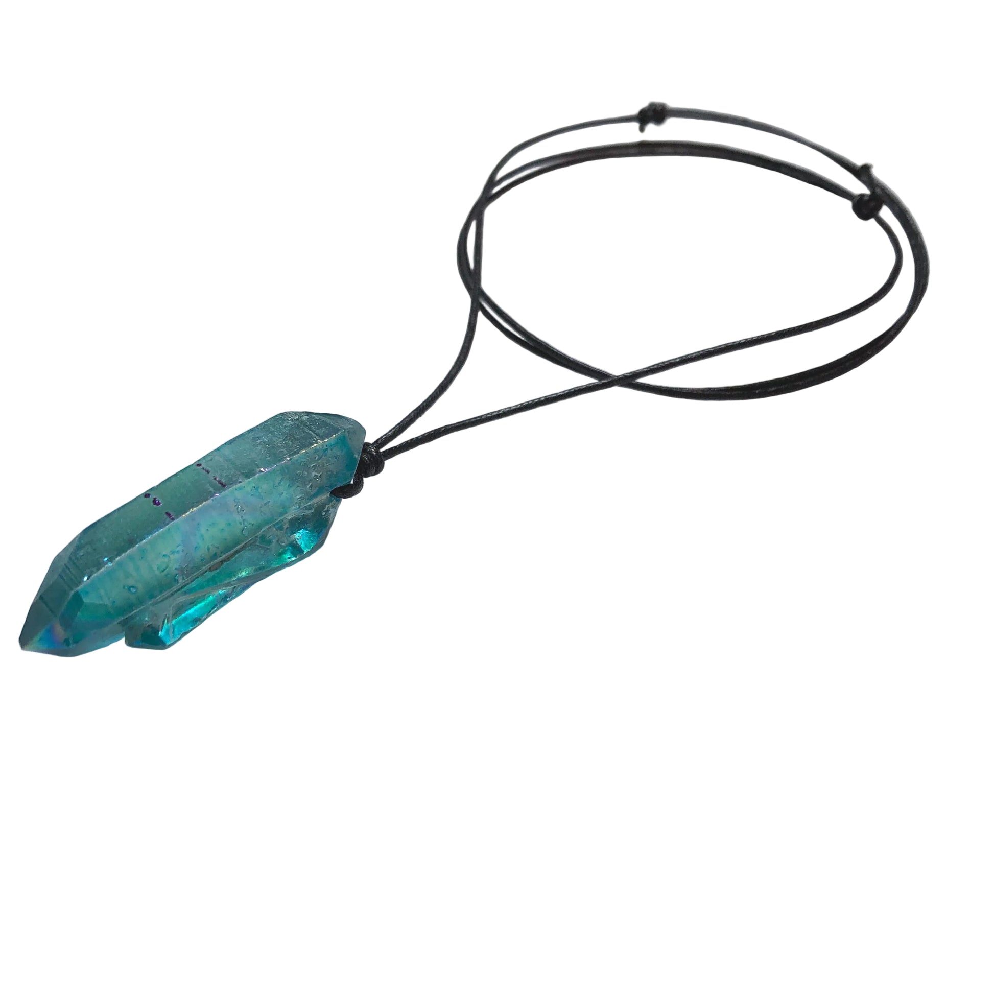 Aqua Aura Kristall Edelstein Kette mit Baumwollband