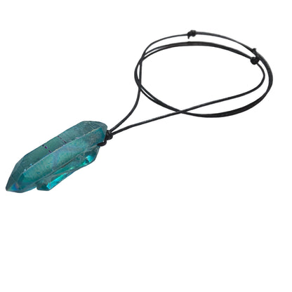 Aqua Aura Kristall Edelstein Kette mit Baumwollband