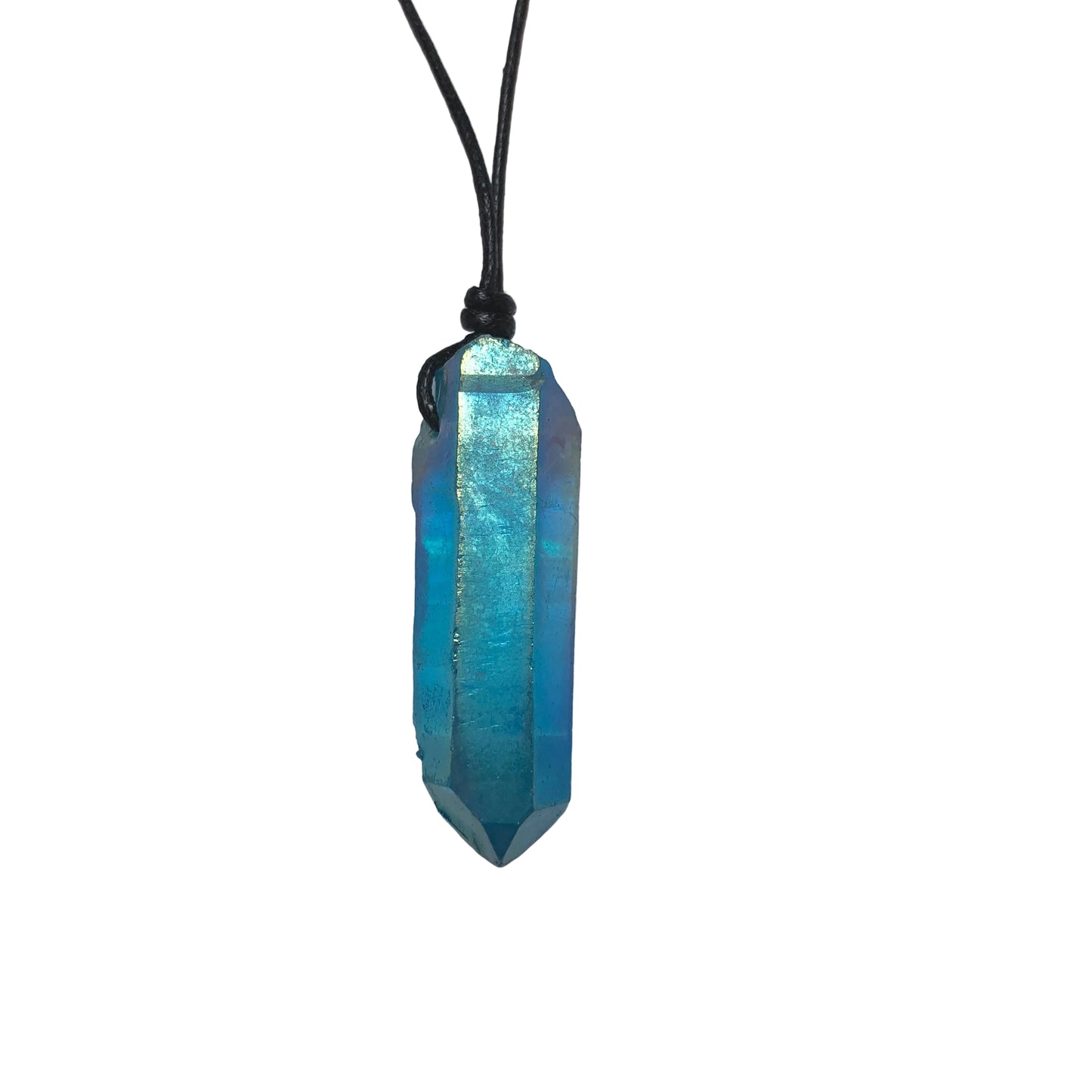 Aqua Aura Kristall Edelstein Kette mit Baumwollband