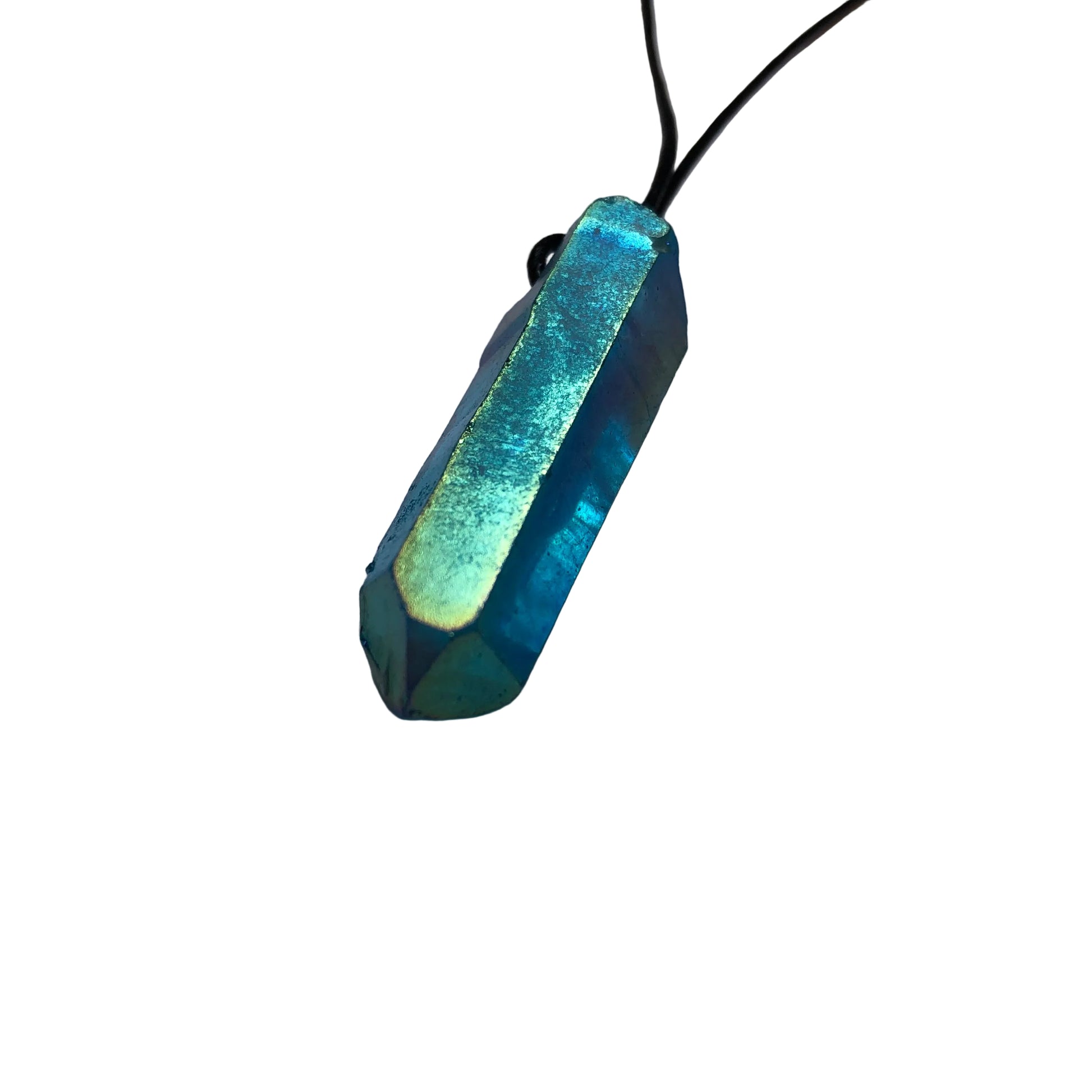 Aqua Aura Kristall Edelstein Kette mit Baumwollband