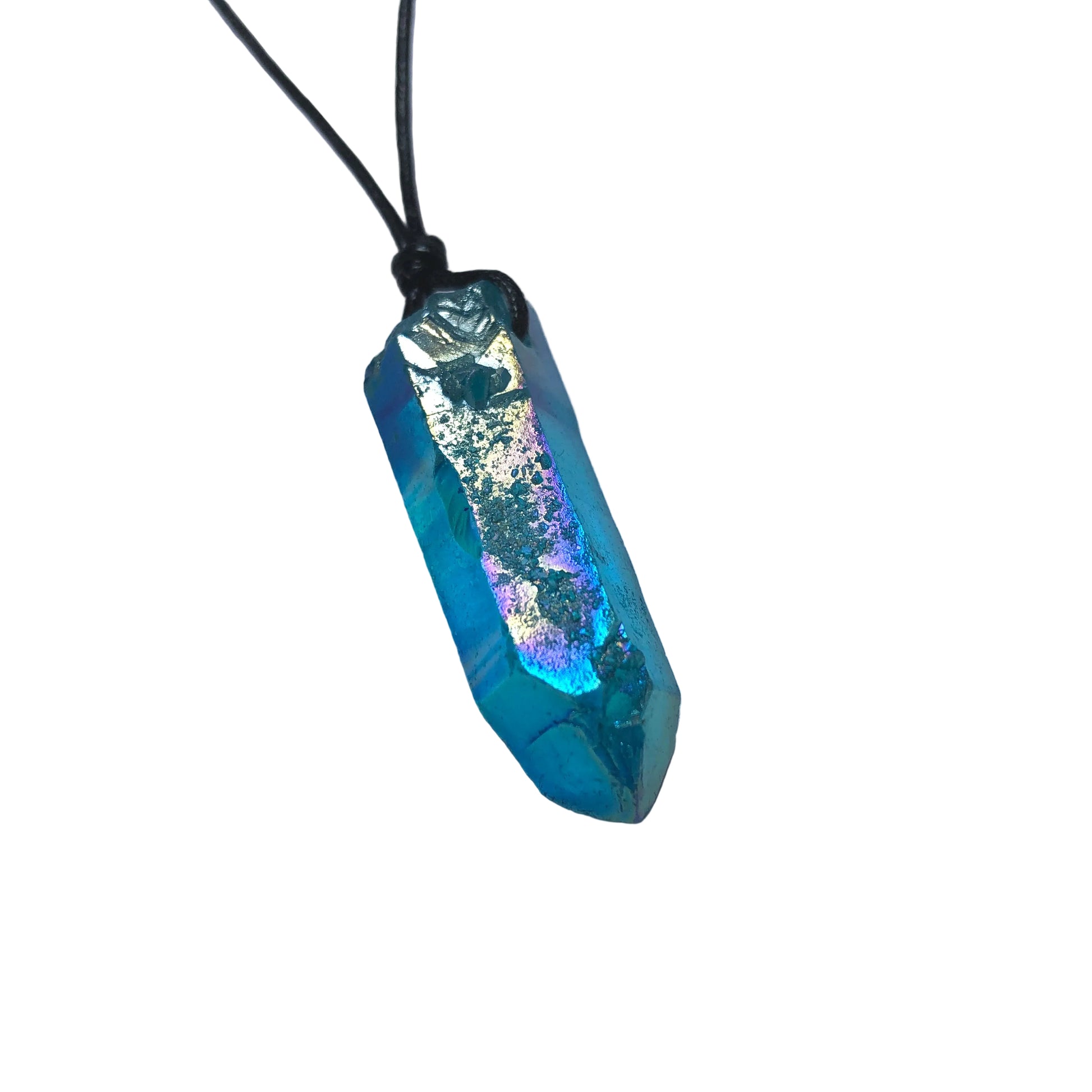 Aqua Aura Kristall Edelstein Kette mit Baumwollband