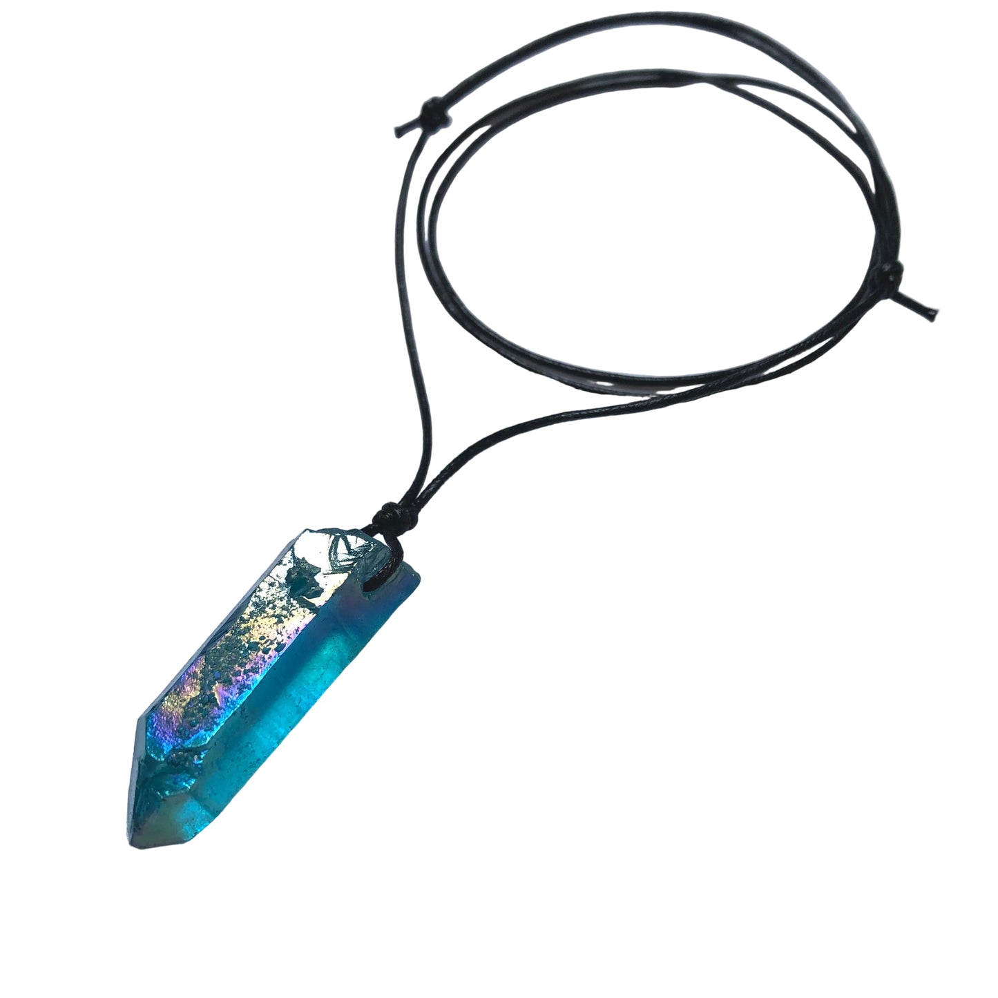 Aqua Aura Kristall Edelstein Kette mit Baumwollband