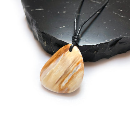 Holz versteinert Edelstein Kette mit Baumwollband