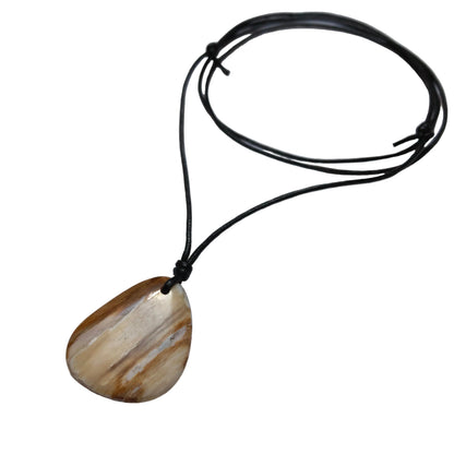 Holz versteinert Edelstein Kette mit Baumwollband