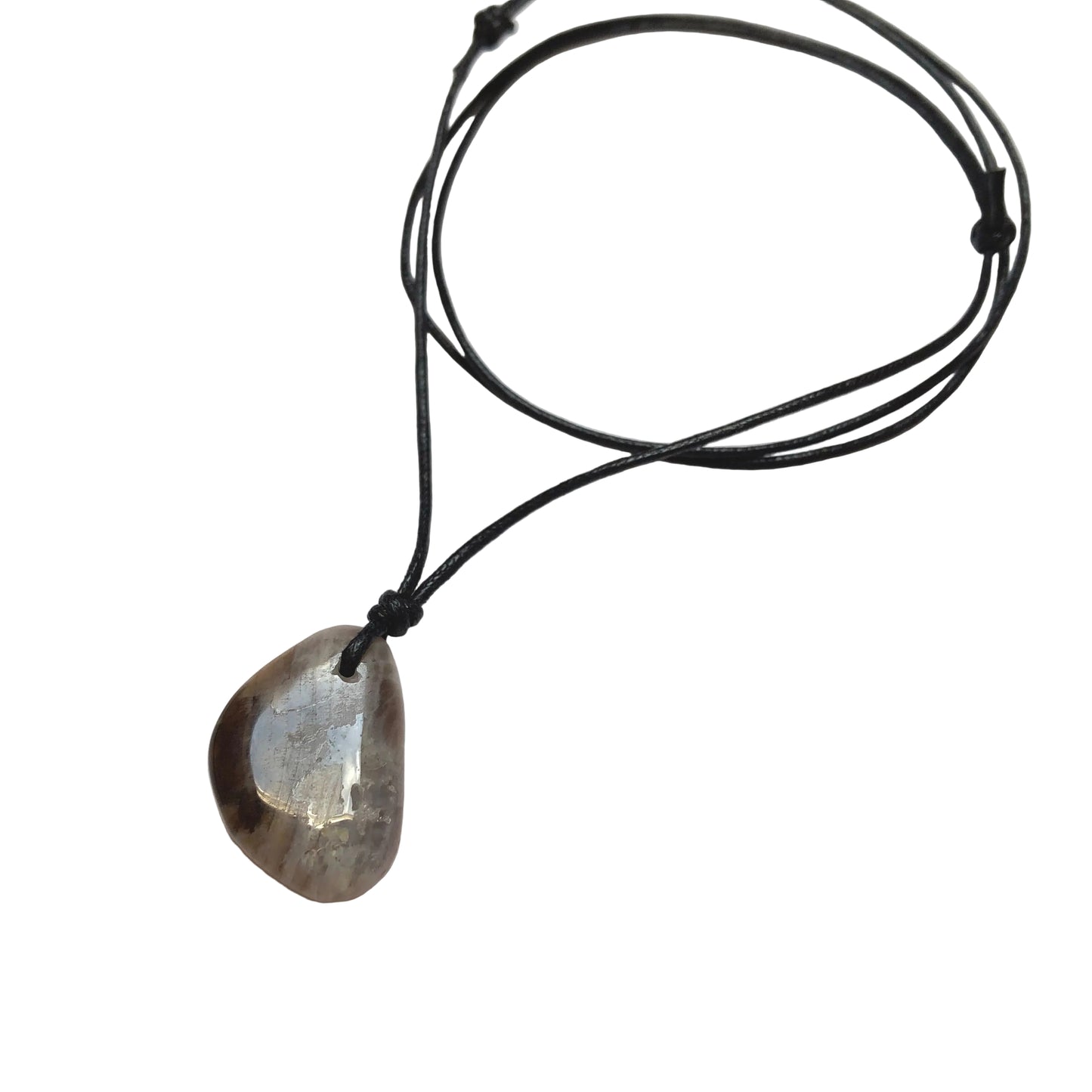 Versteinertes Holz Edelstein Kette mit Baumwollband