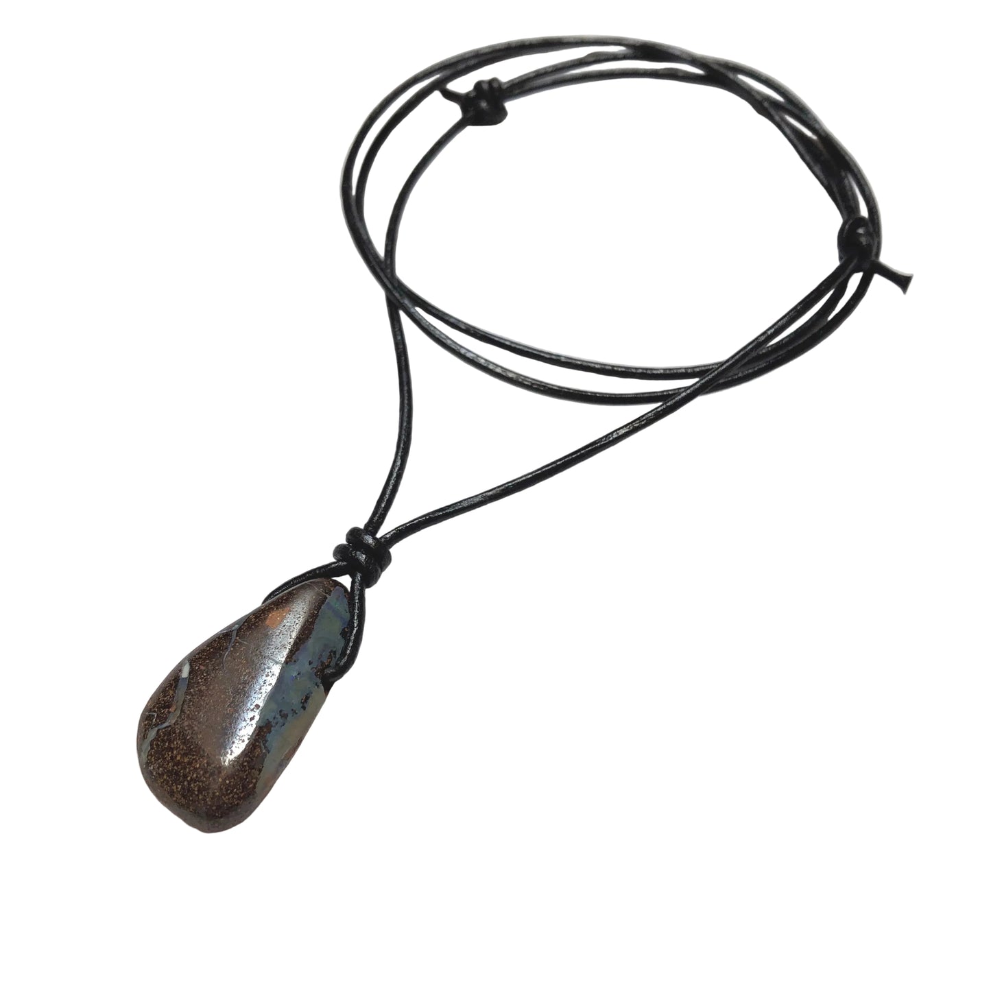 Boulder Opal Edelstein Kette mit Lederband