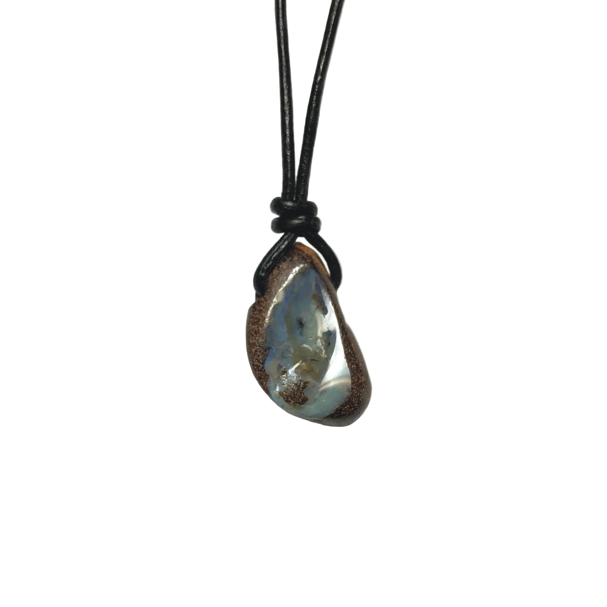 Boulder Opal Edelstein Kette mit Lederband