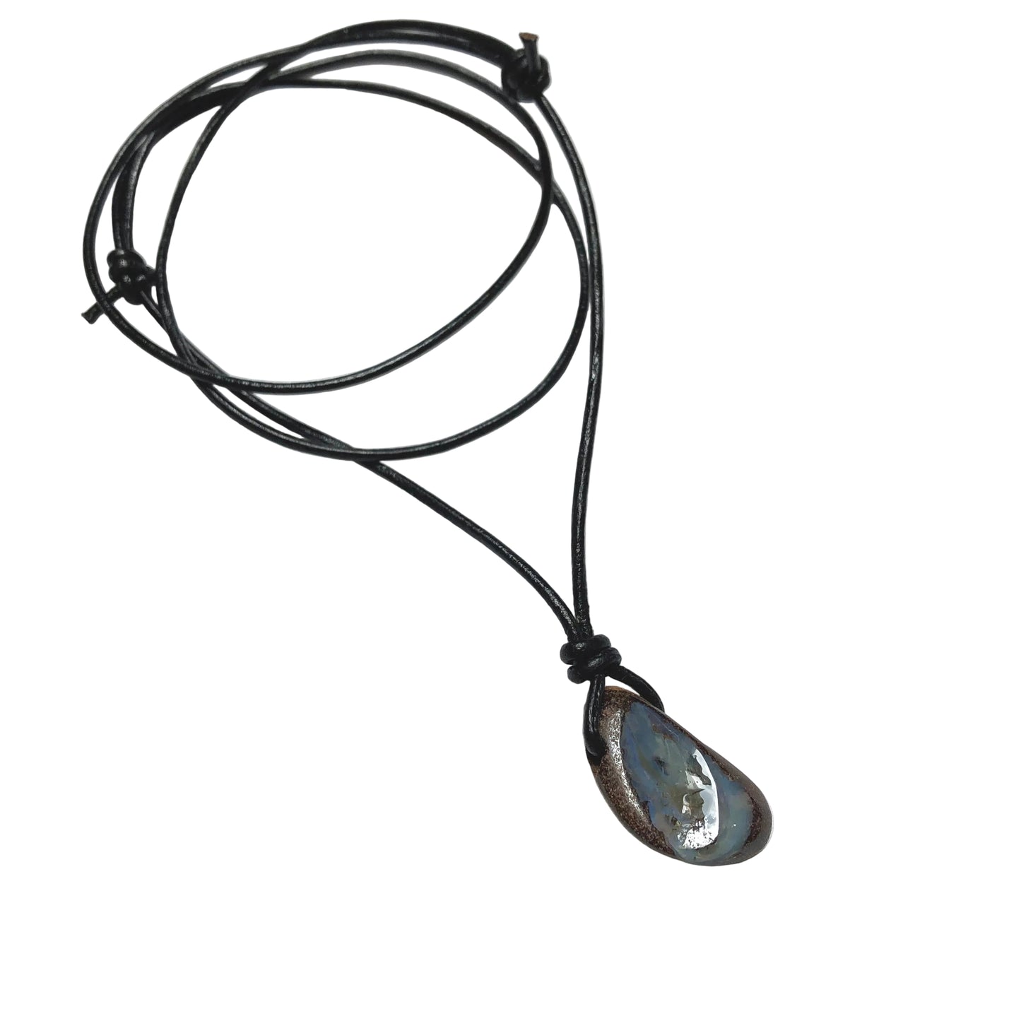Boulder Opal Edelstein Kette mit Lederband
