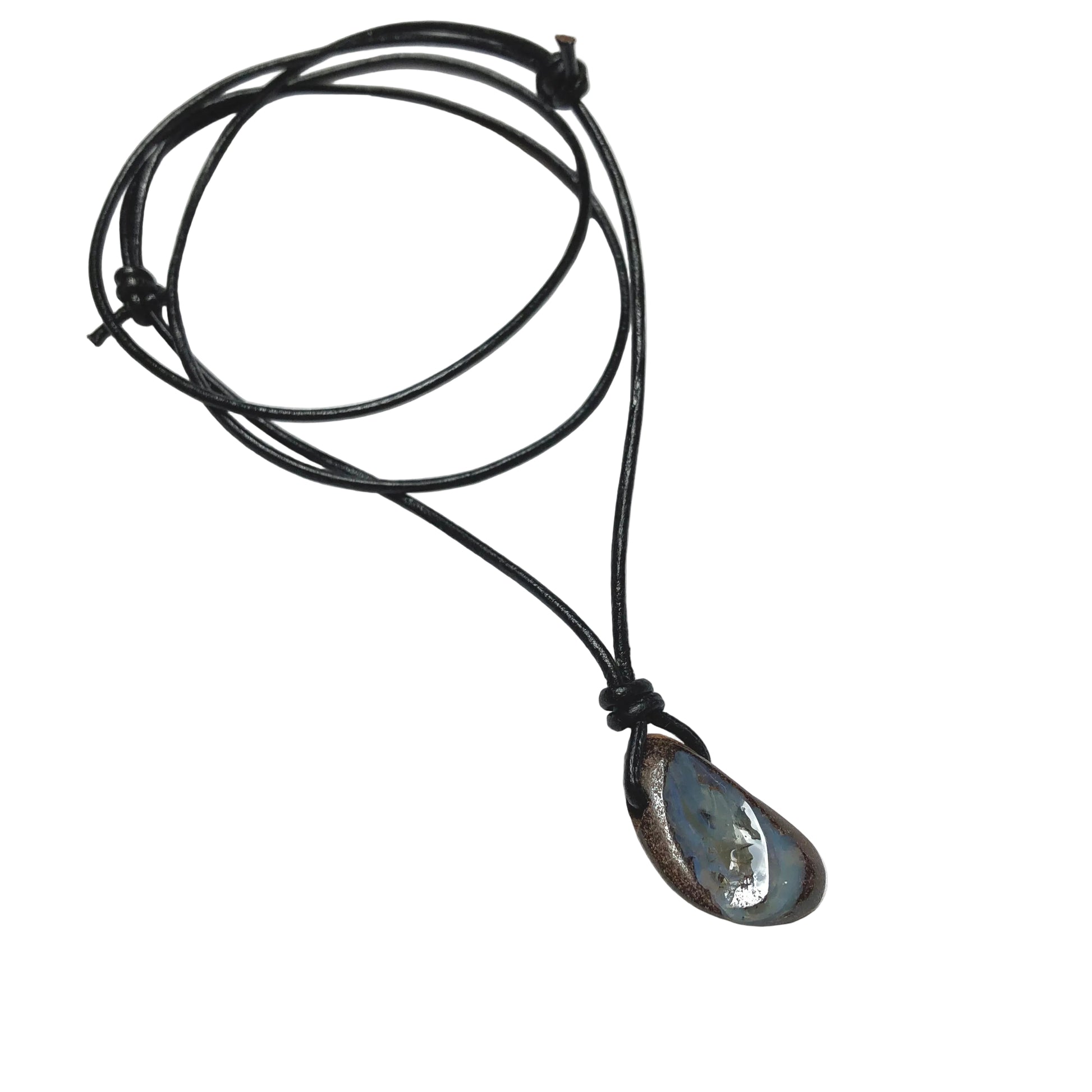 Boulder Opal Edelstein Kette mit Lederband