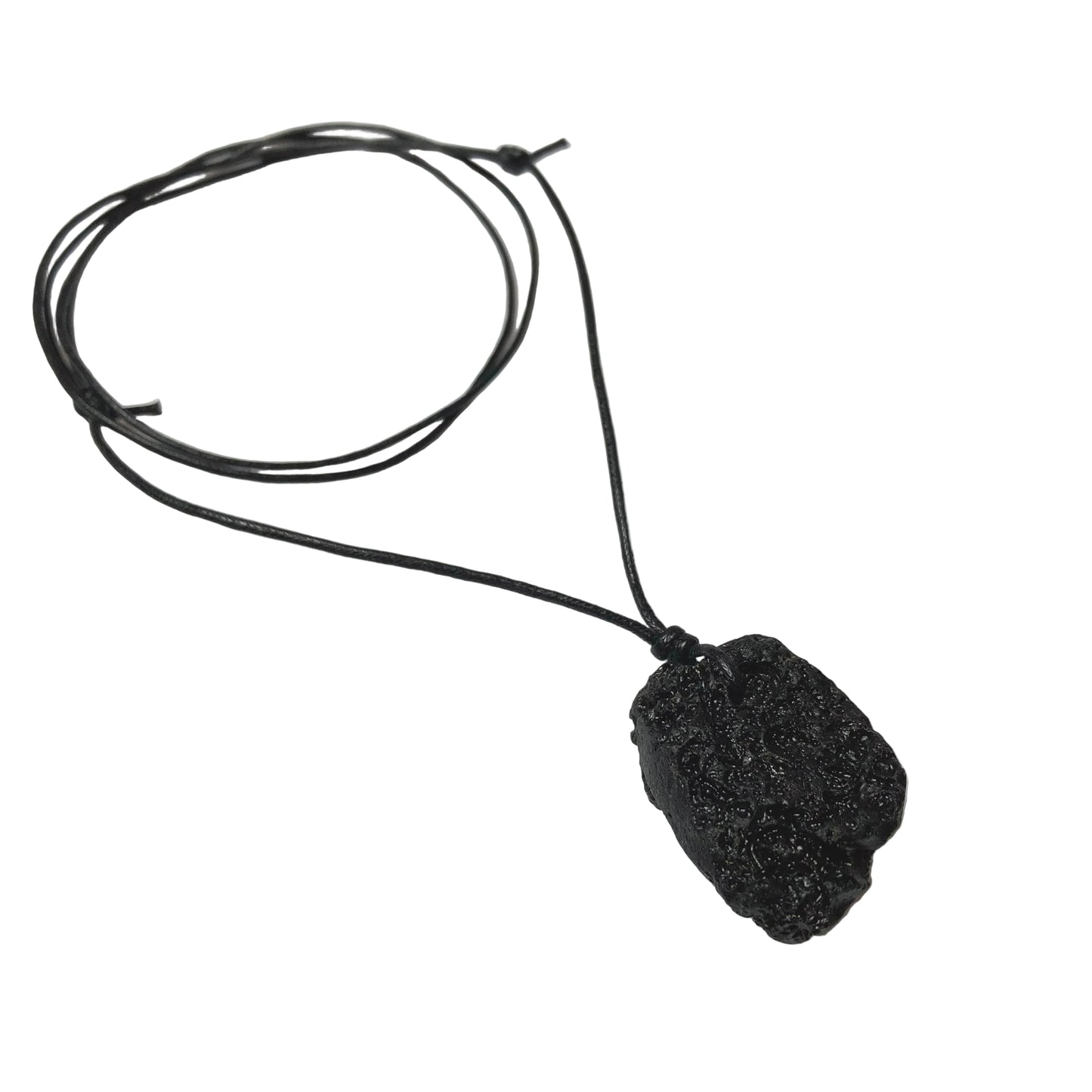 Tektit Anhänger Edelstein Kette mit Baumwollband