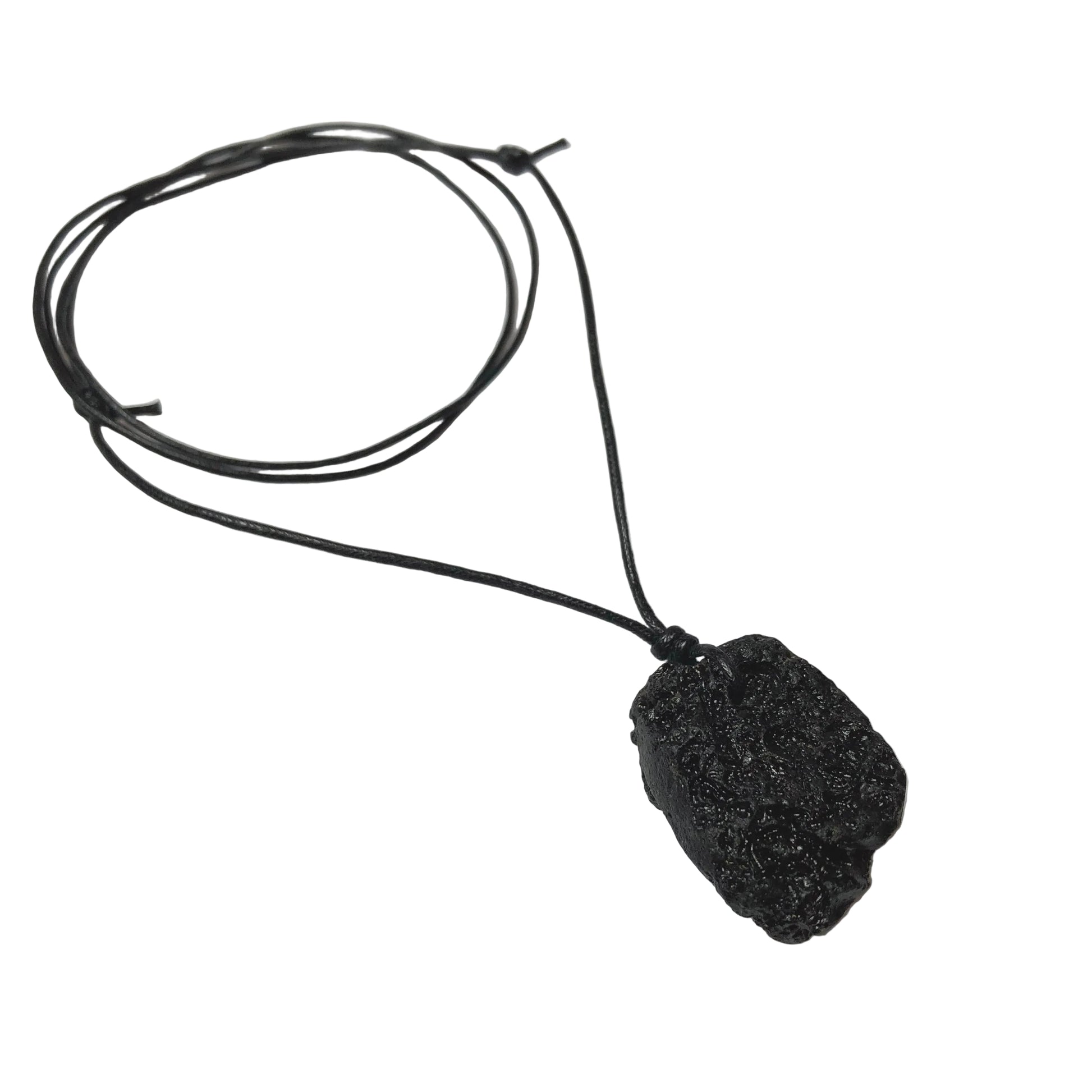 Tektit Anhänger Edelstein Kette mit Baumwollband