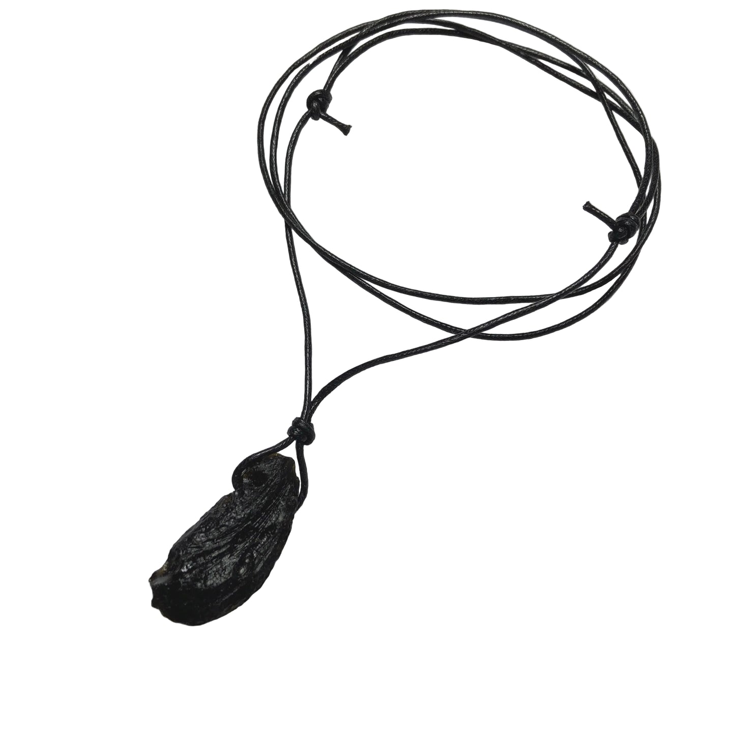 Tektit Anhänger Edelstein Kette mit Baumwollband