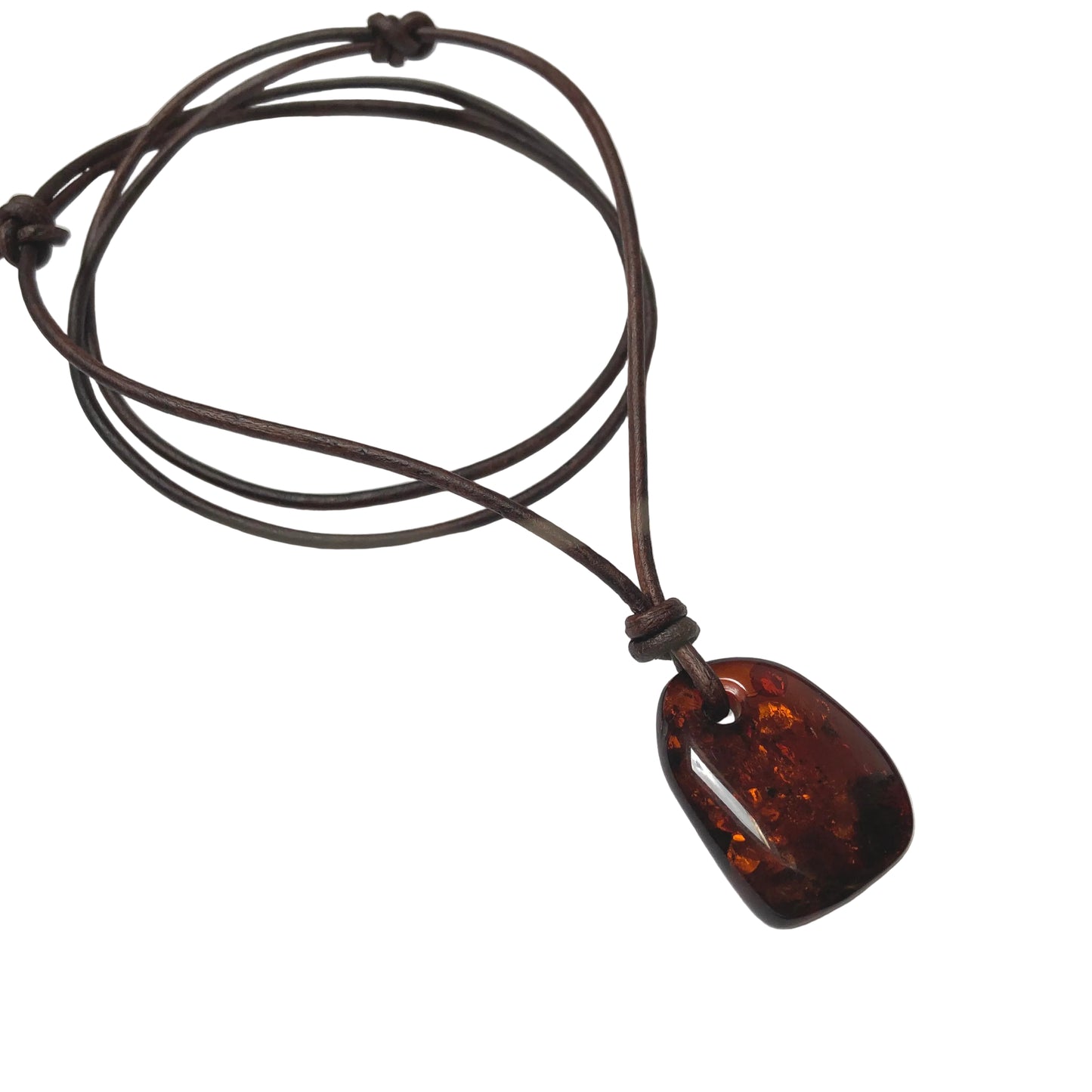 Bernstein Kette Edelstein mit Lederband