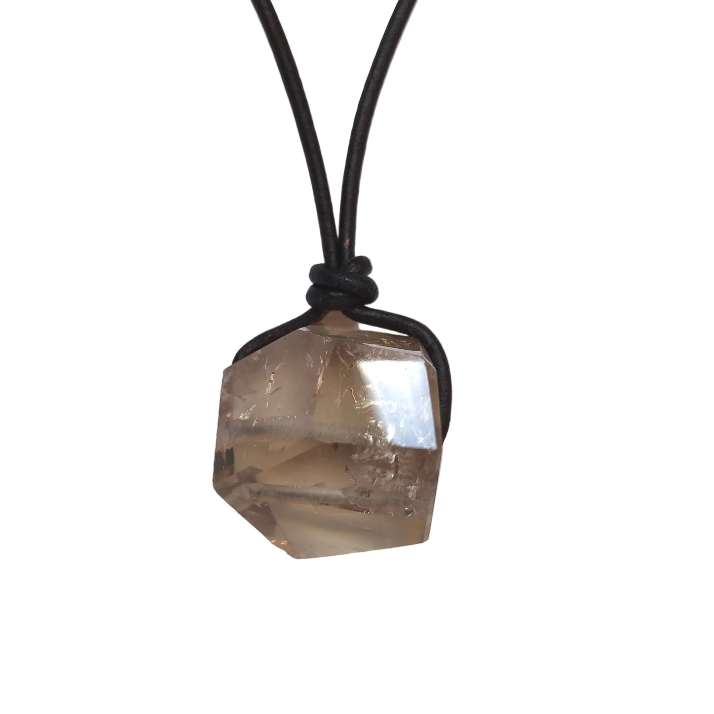 Citrin Kristall Spitze Edelstein Kette mit Lederband