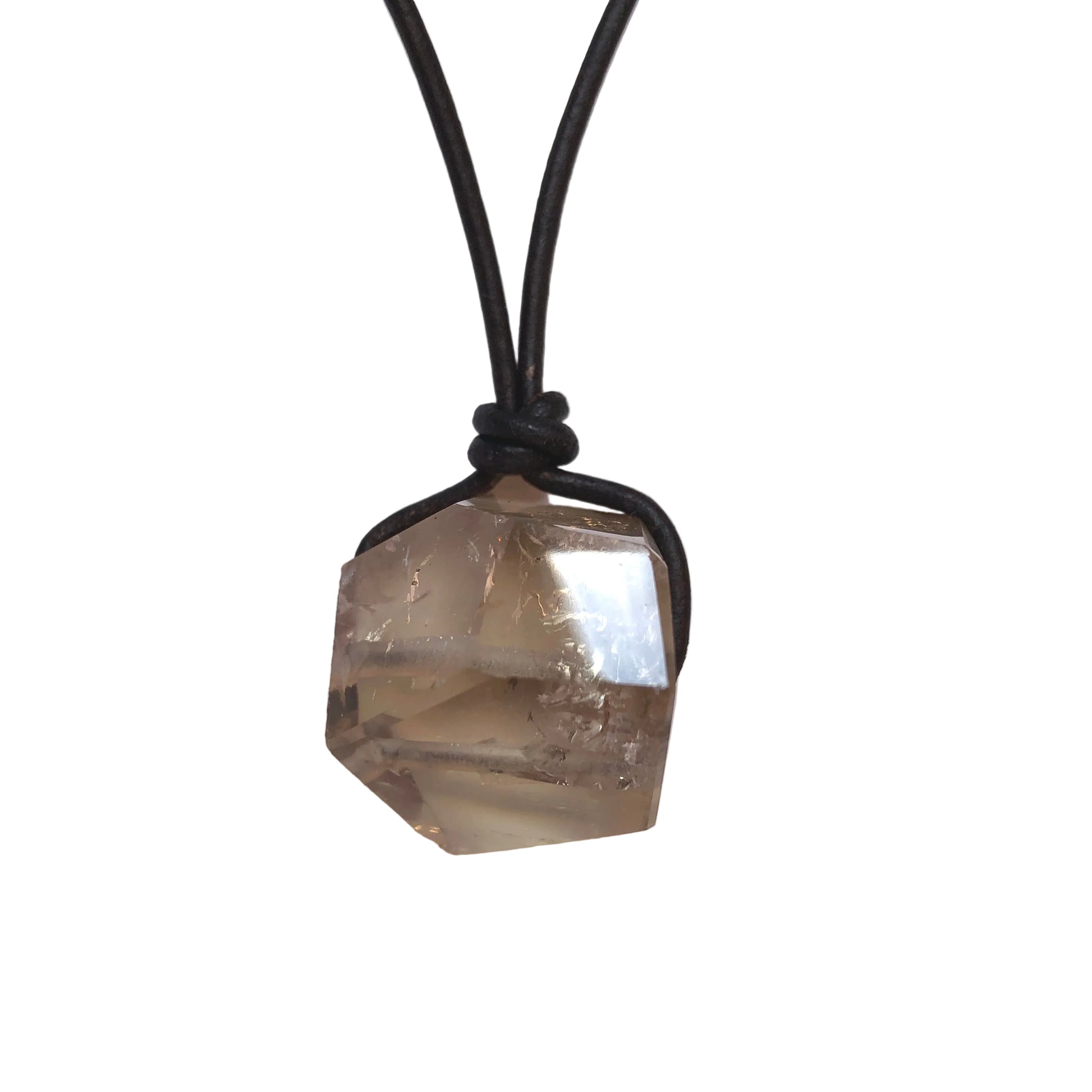 Citrin Kristall Spitze Edelstein Kette mit Lederband