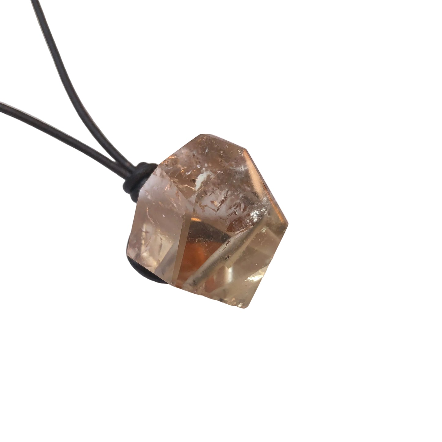 Citrin Kristall Spitze Edelstein Kette mit Lederband