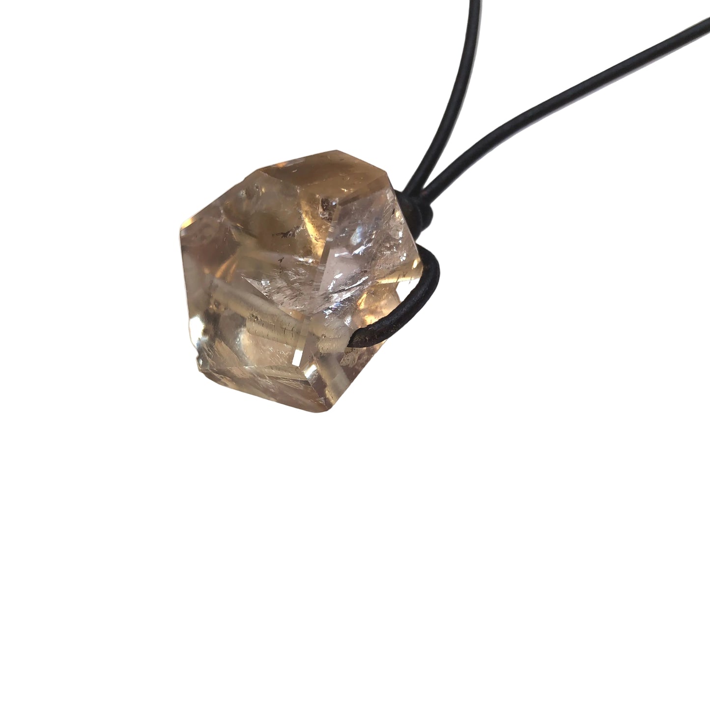 Citrin Kristall Spitze Edelstein Kette mit Lederband