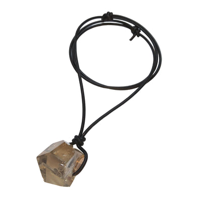 Citrin Kristall Spitze Edelstein Kette mit Lederband