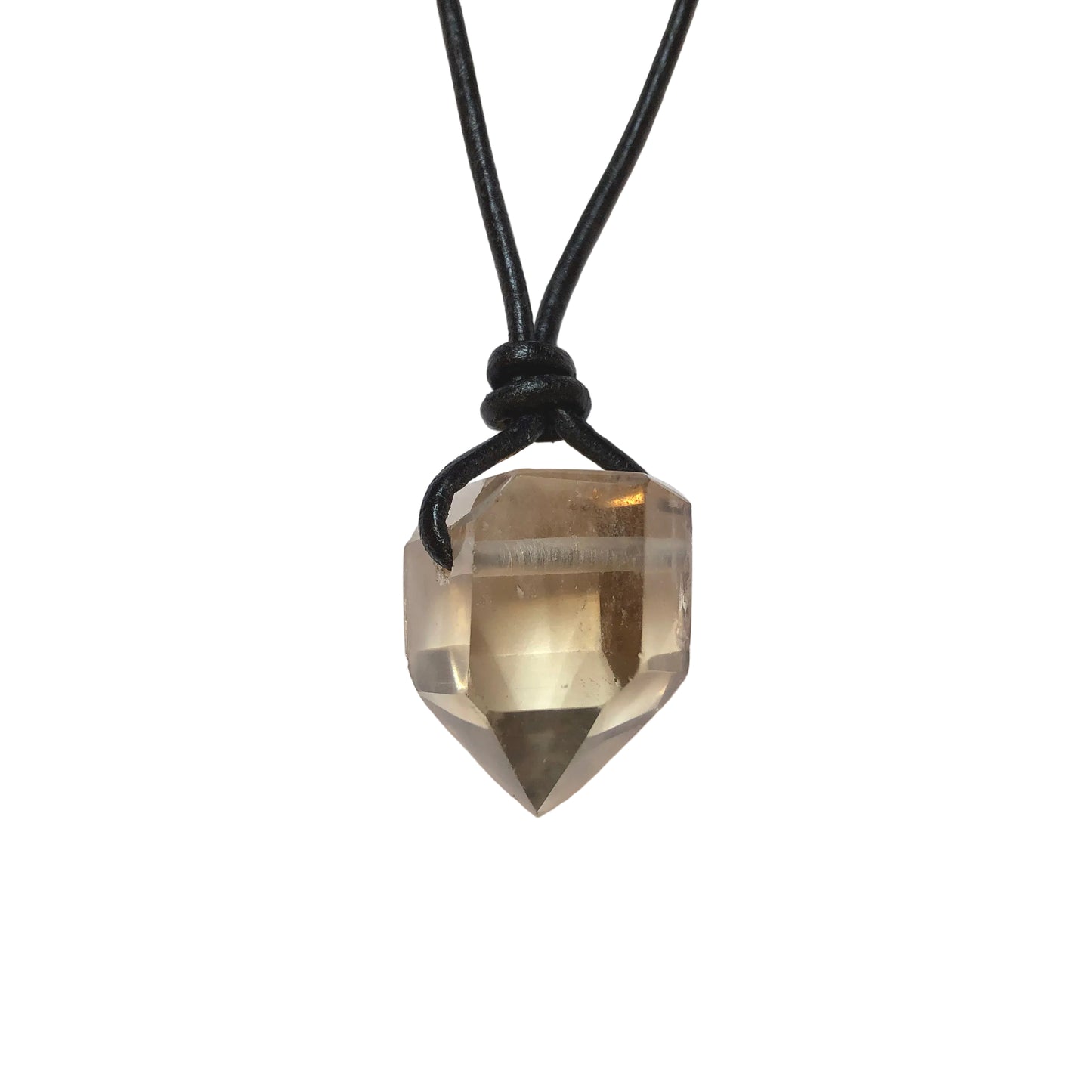 Citrin Kristall Spitze Edelstein Kette mit Lederband