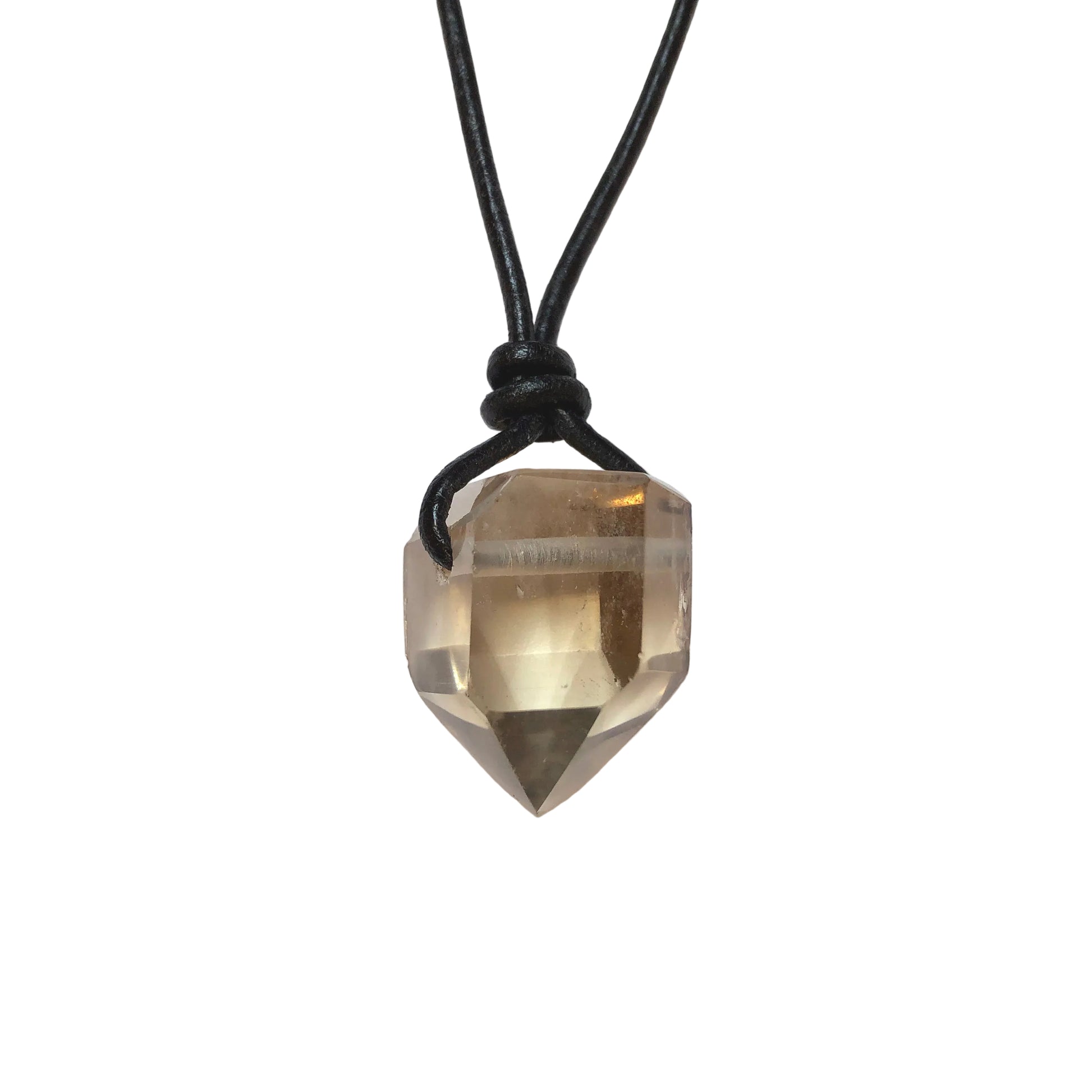 Citrin Kristall Spitze Edelstein Kette mit Lederband