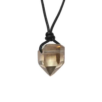 Citrin Kristall Spitze Edelstein Kette mit Lederband