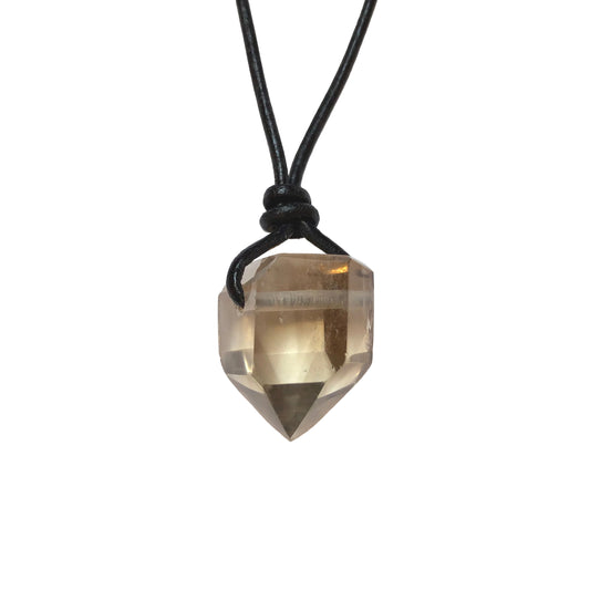 Citrin Kristall Spitze Edelstein Kette mit Lederband