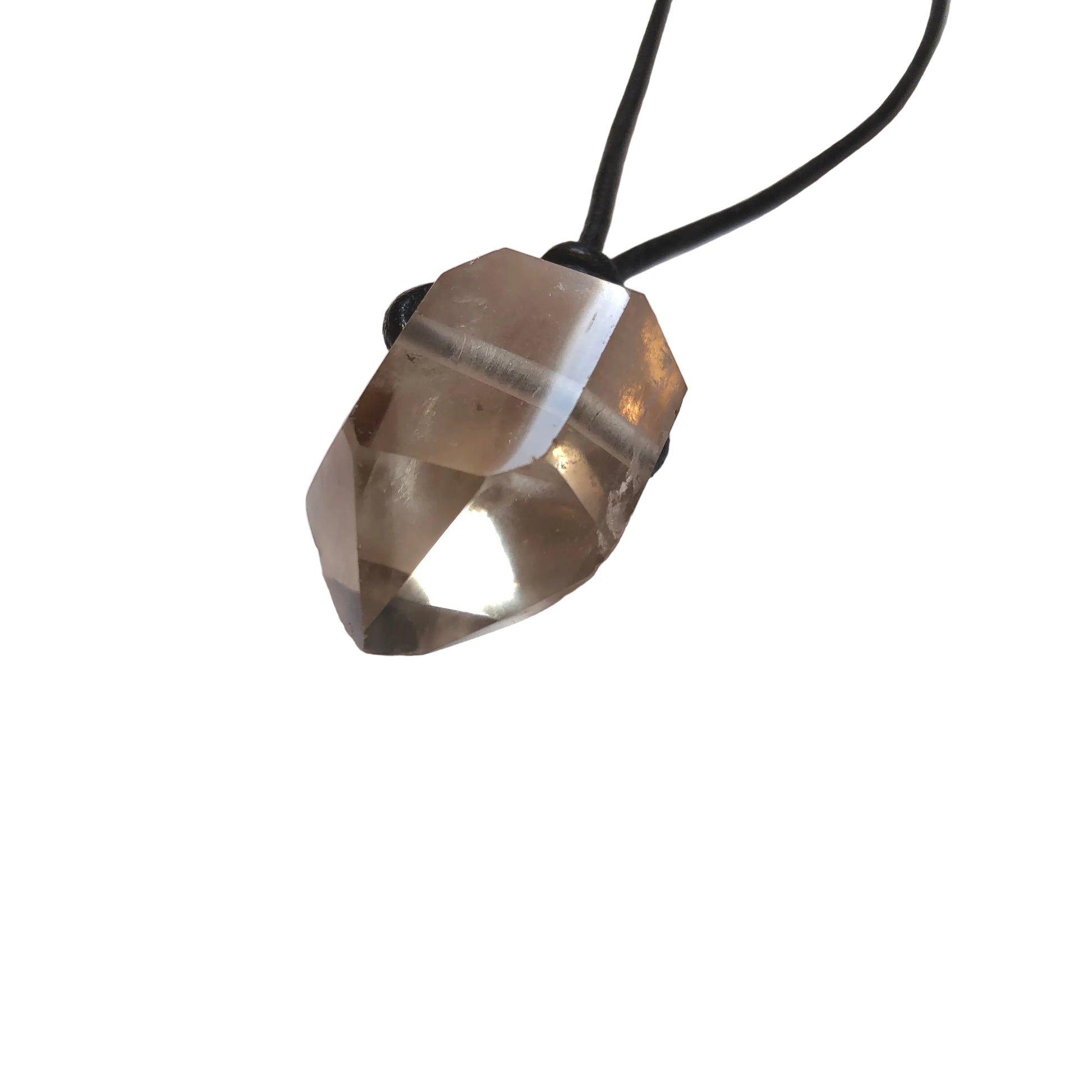 Citrin Kristall Spitze Edelstein Kette mit Lederband