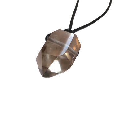 Citrin Kristall Spitze Edelstein Kette mit Lederband