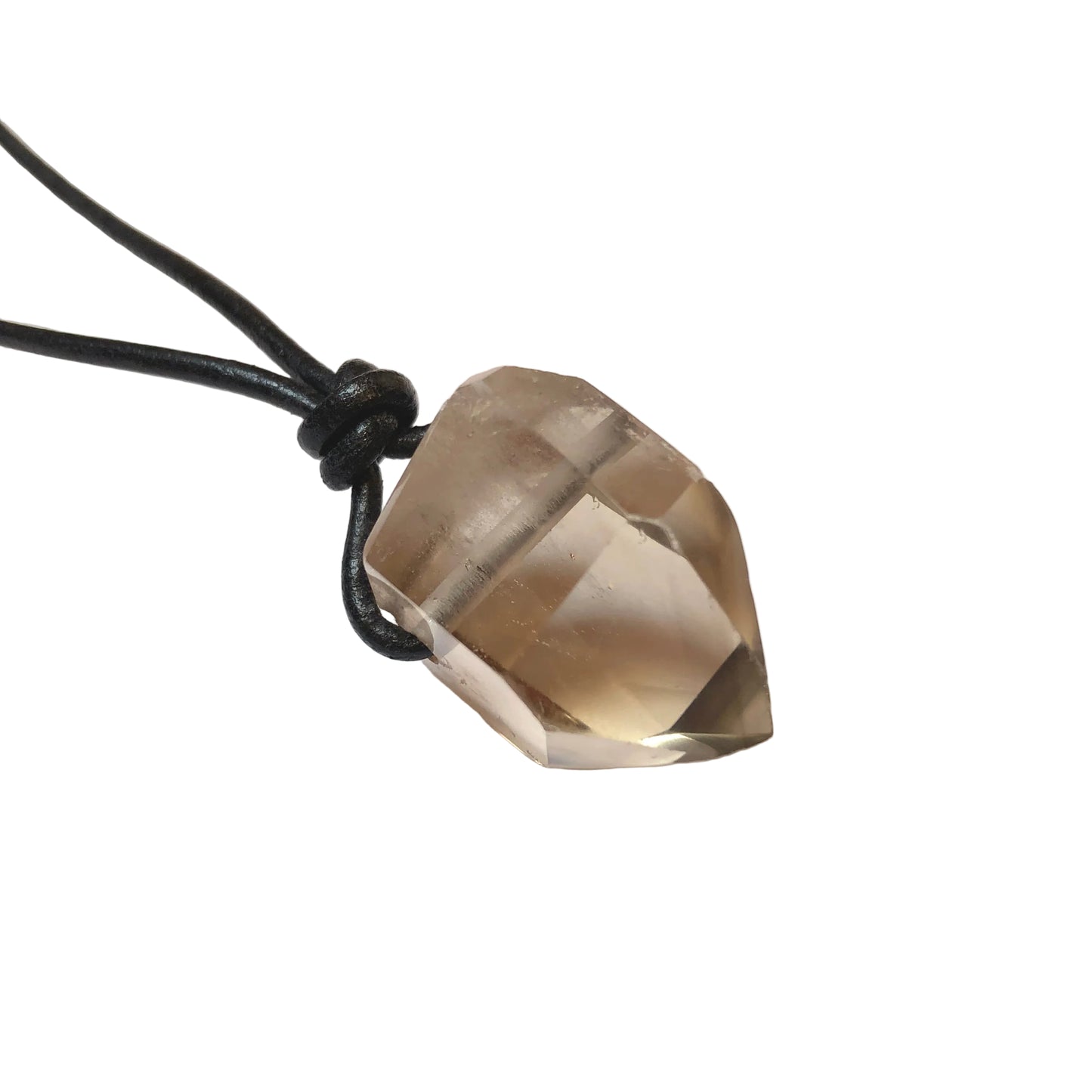 Citrin Kristall Spitze Edelstein Kette mit Lederband