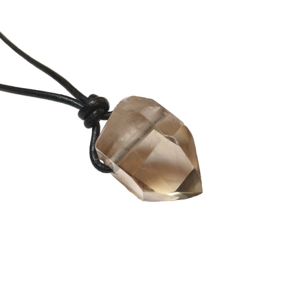 Citrin Kristall Spitze Edelstein Kette mit Lederband
