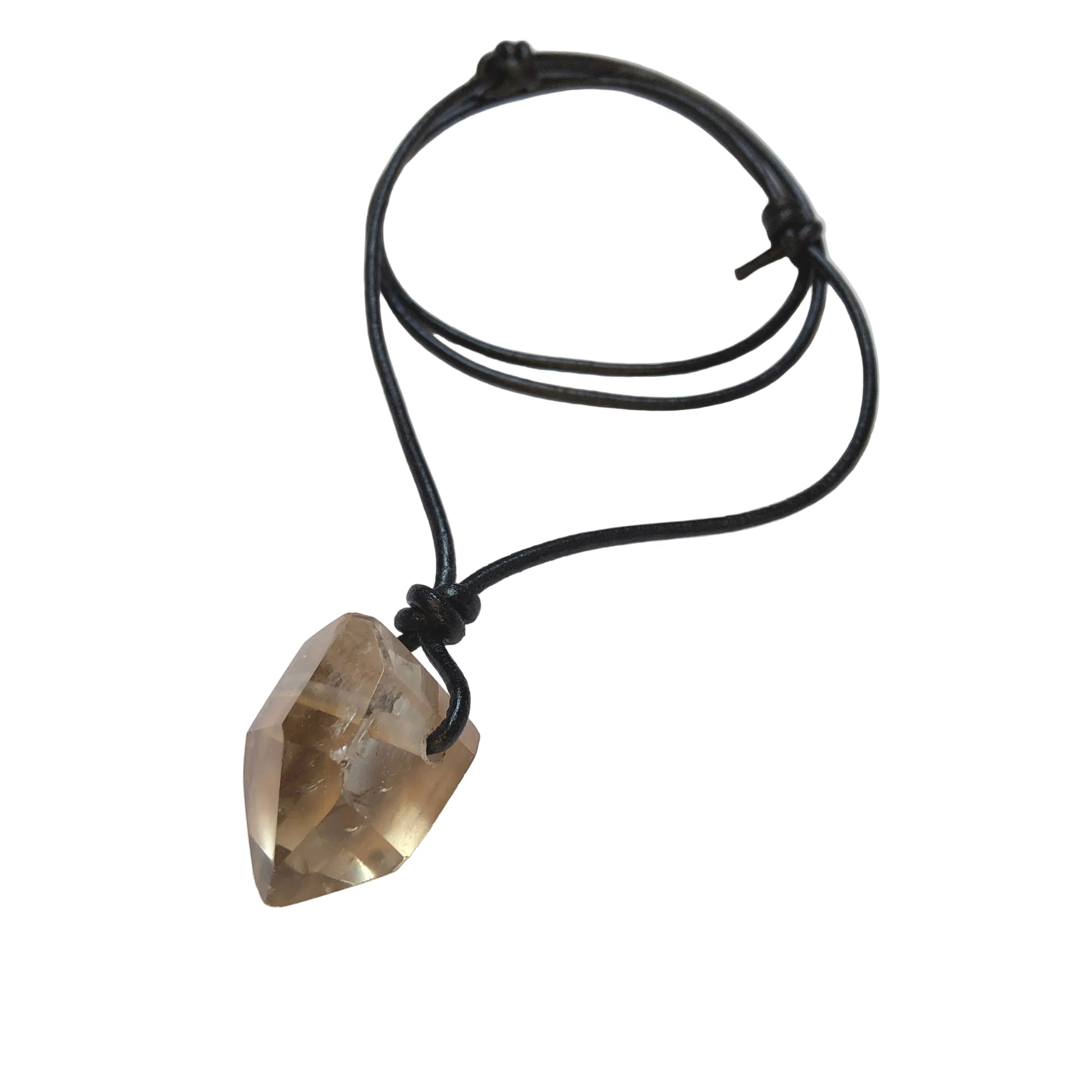 Citrin Kristall Spitze Edelstein Kette mit Lederband