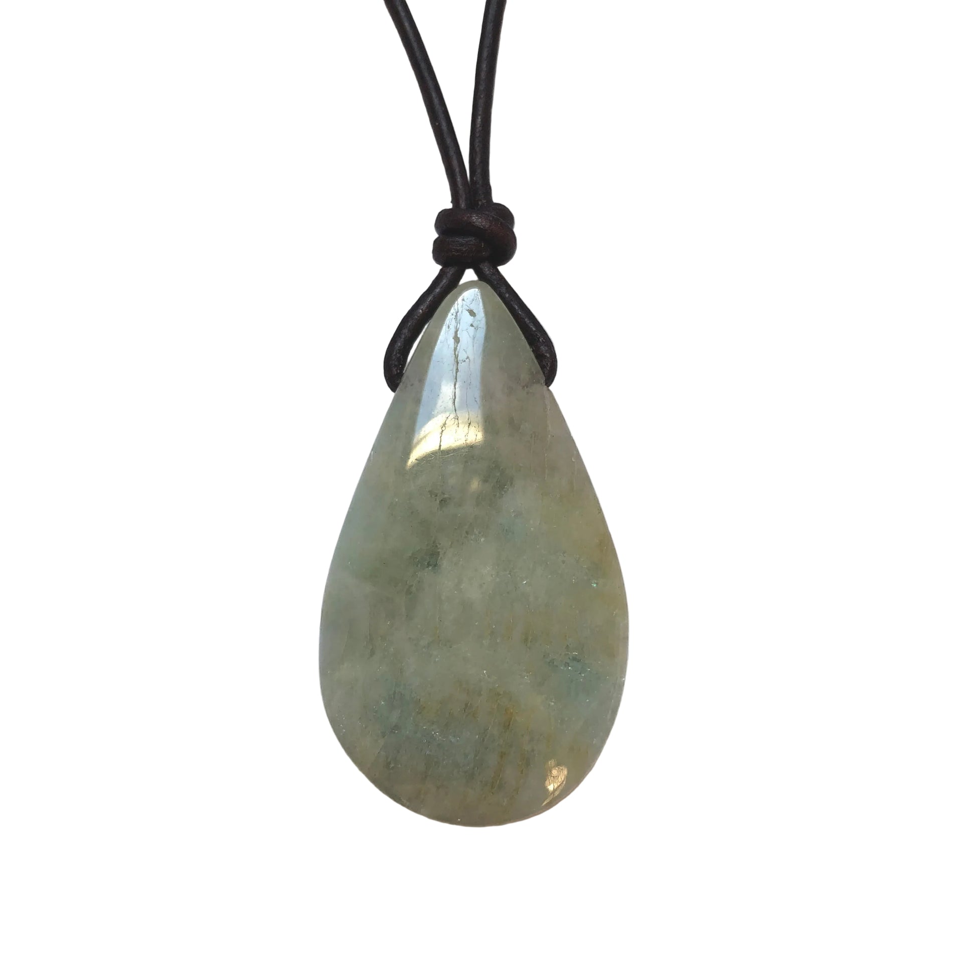 Aquamarin Edelstein Kette mit Lederband