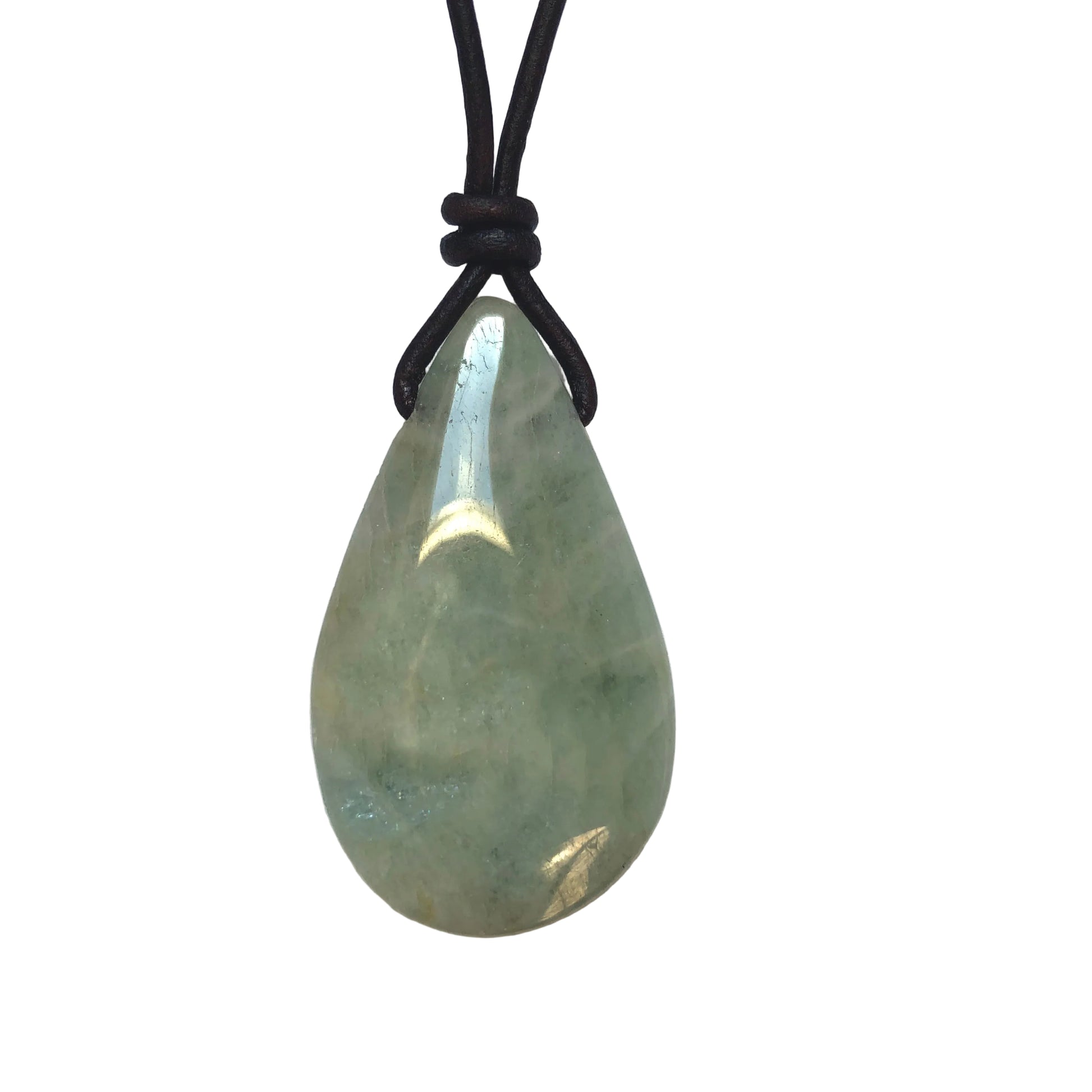 Aquamarin Edelstein Kette mit Lederband