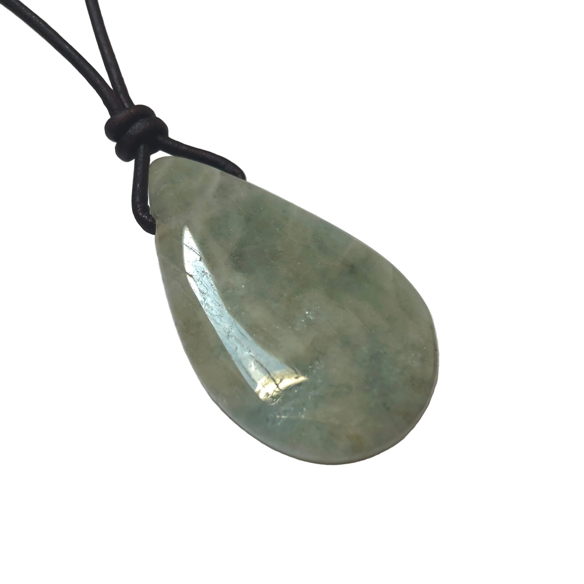 Aquamarin Edelstein Kette mit Lederband