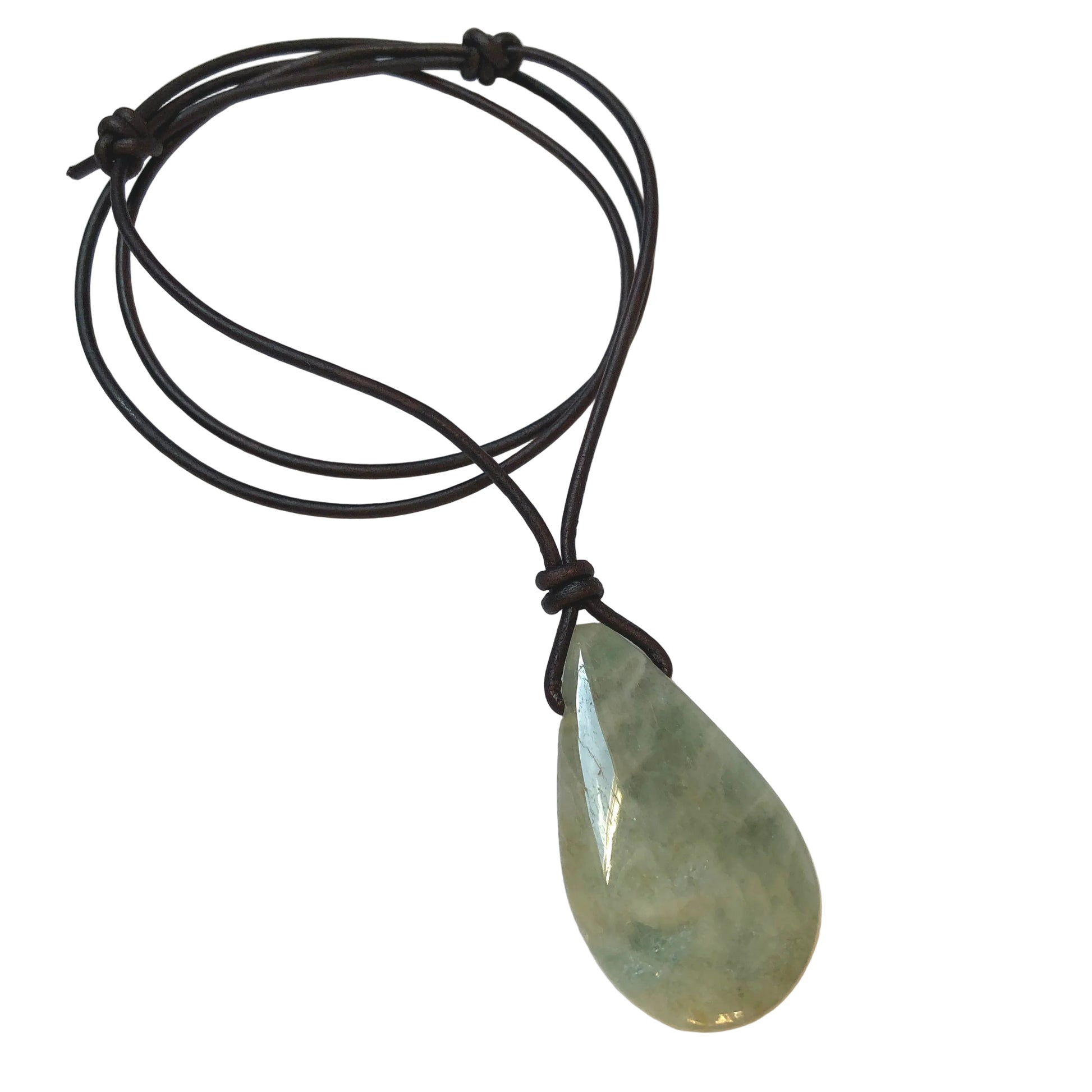 Aquamarin Edelstein Kette mit Lederband