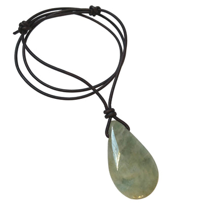 Aquamarin Edelstein Kette mit Lederband