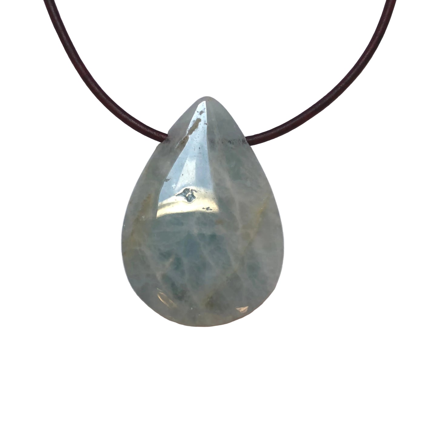 Aquamarin Edelstein Kette mit Lederband