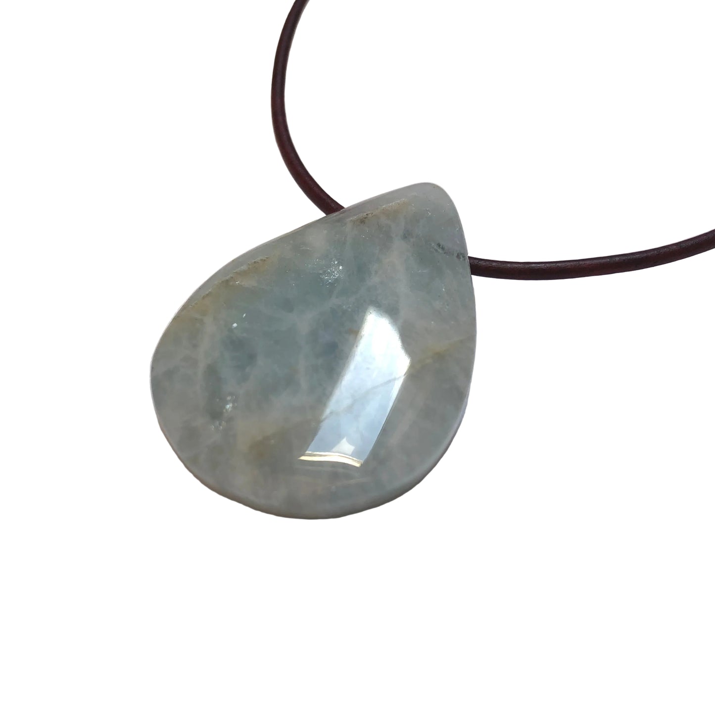 Aquamarin Edelstein Kette mit Lederband