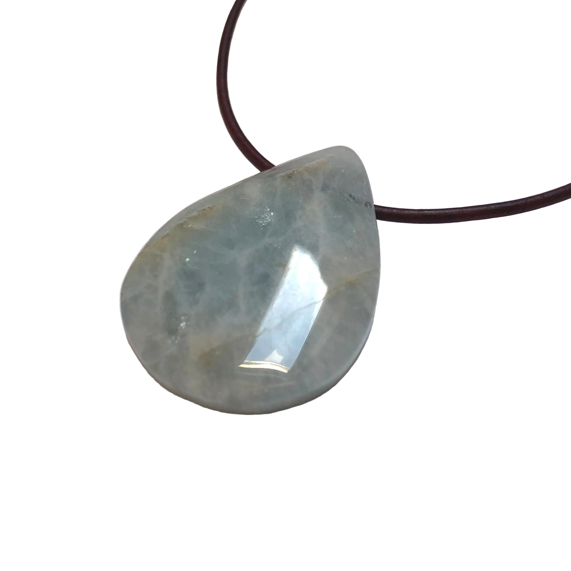 Aquamarin Edelstein Kette mit Lederband