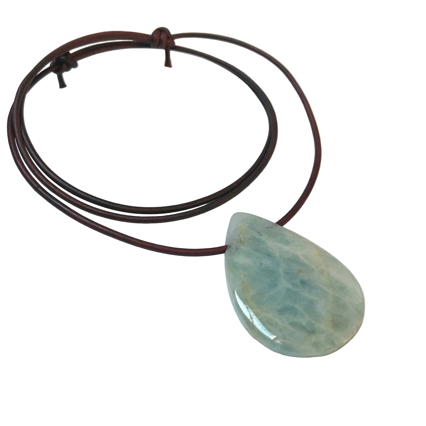 Aquamarin Edelstein Kette mit Lederband